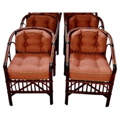 Set of Four Rattan Arm Chairs by Heywood-Wakefield Co., 1930s, USA
