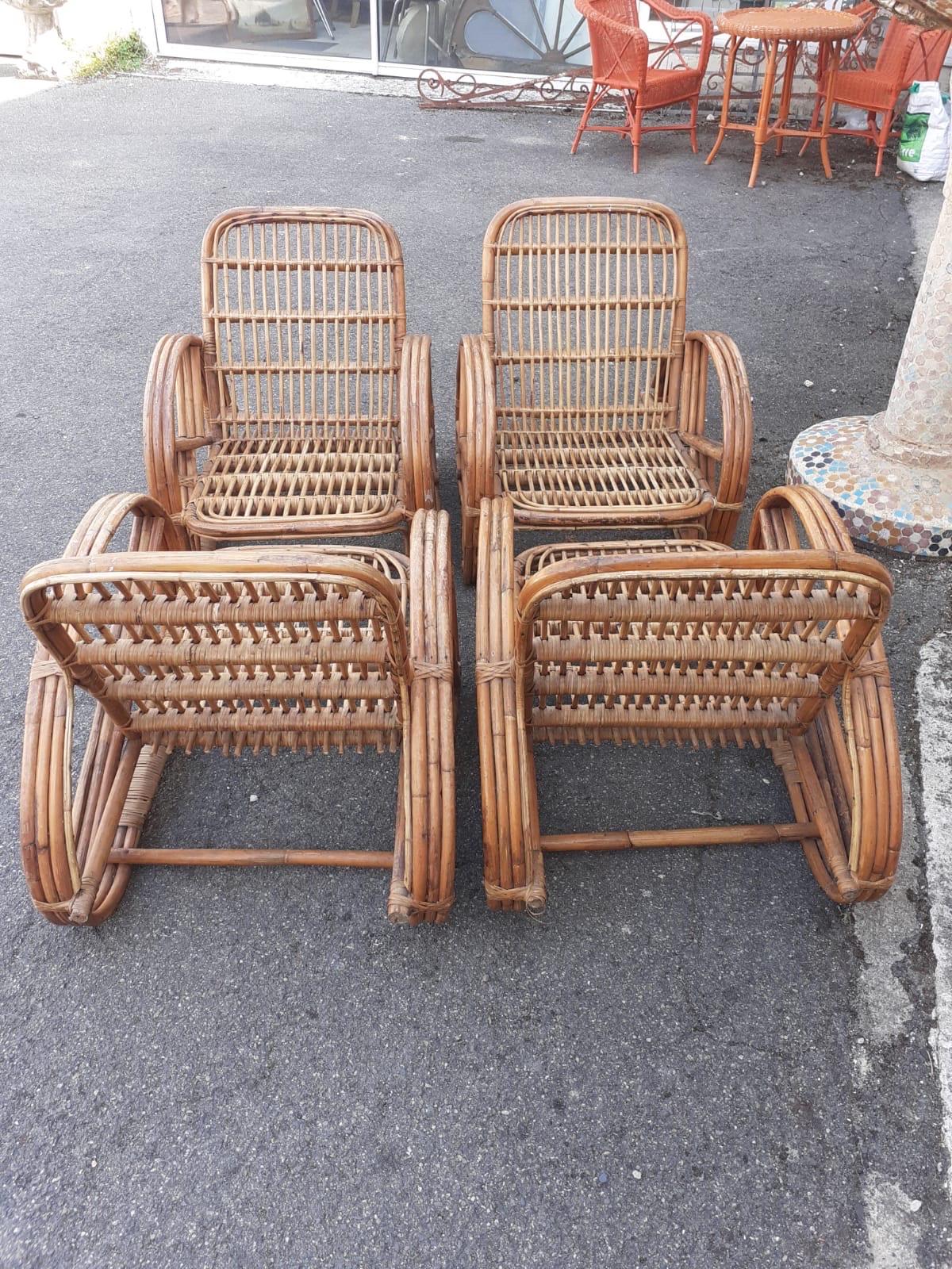 Other Set of four rattan armchairs For Sale