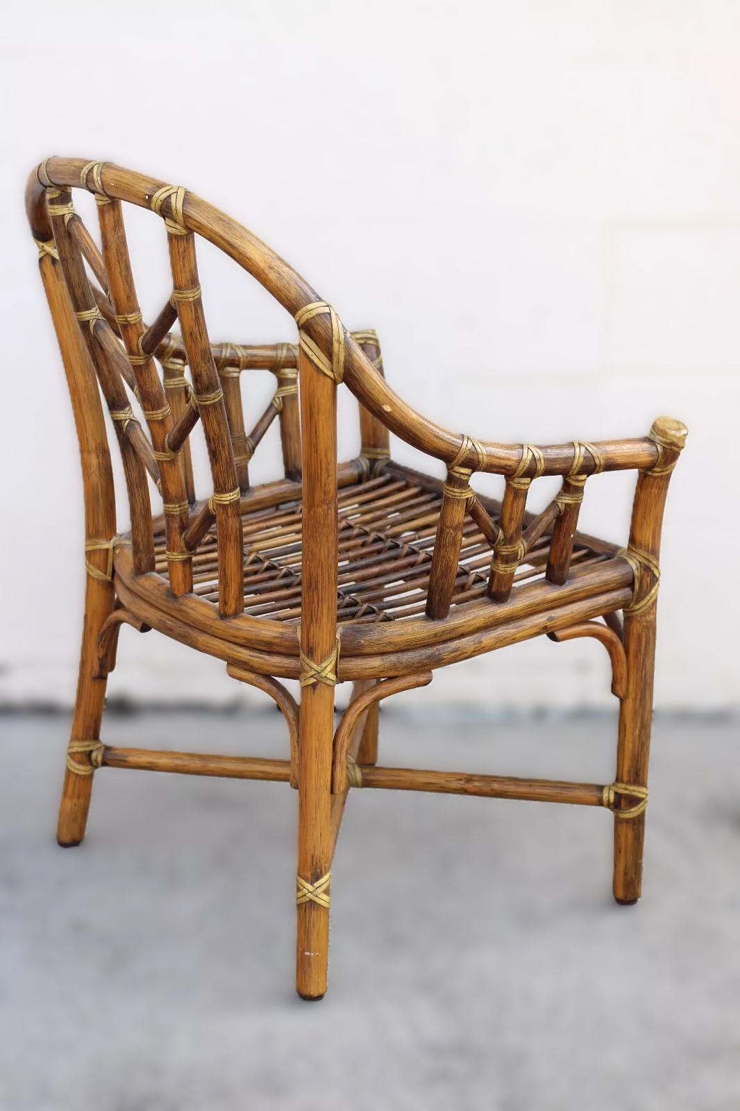 Set di quattro sedie da pranzo McGuire in rattan organico moderno e bambù in vendita 3
