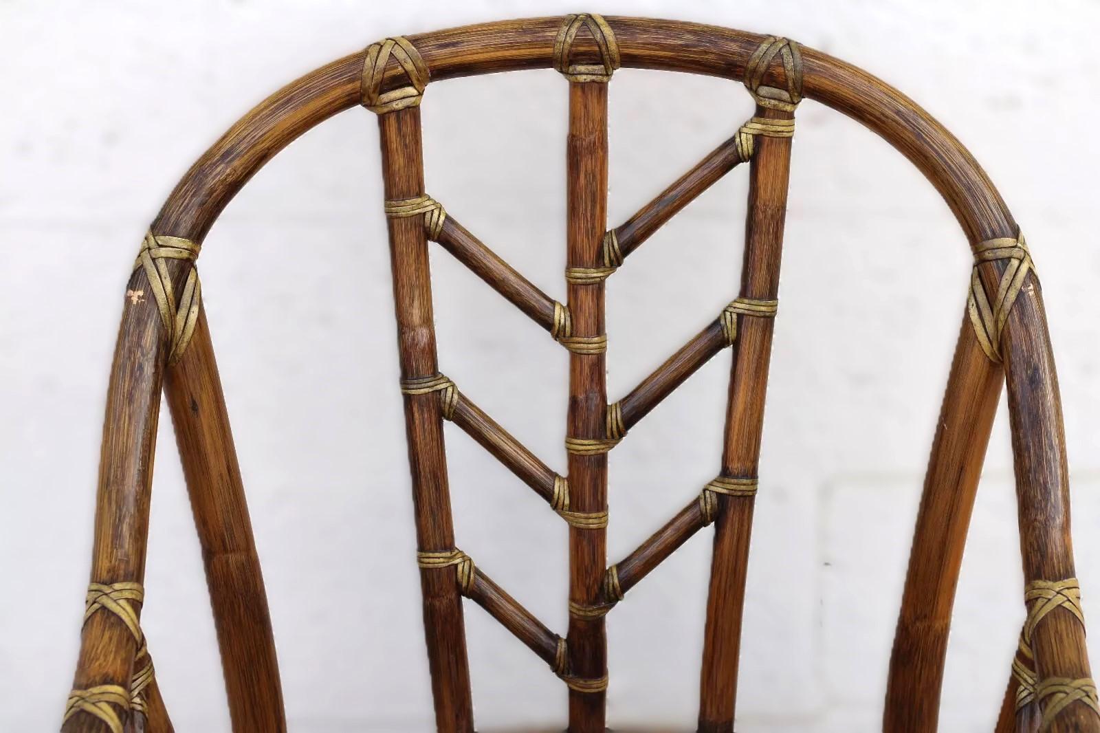 Set di quattro sedie da pranzo McGuire in rattan organico moderno e bambù in vendita 6