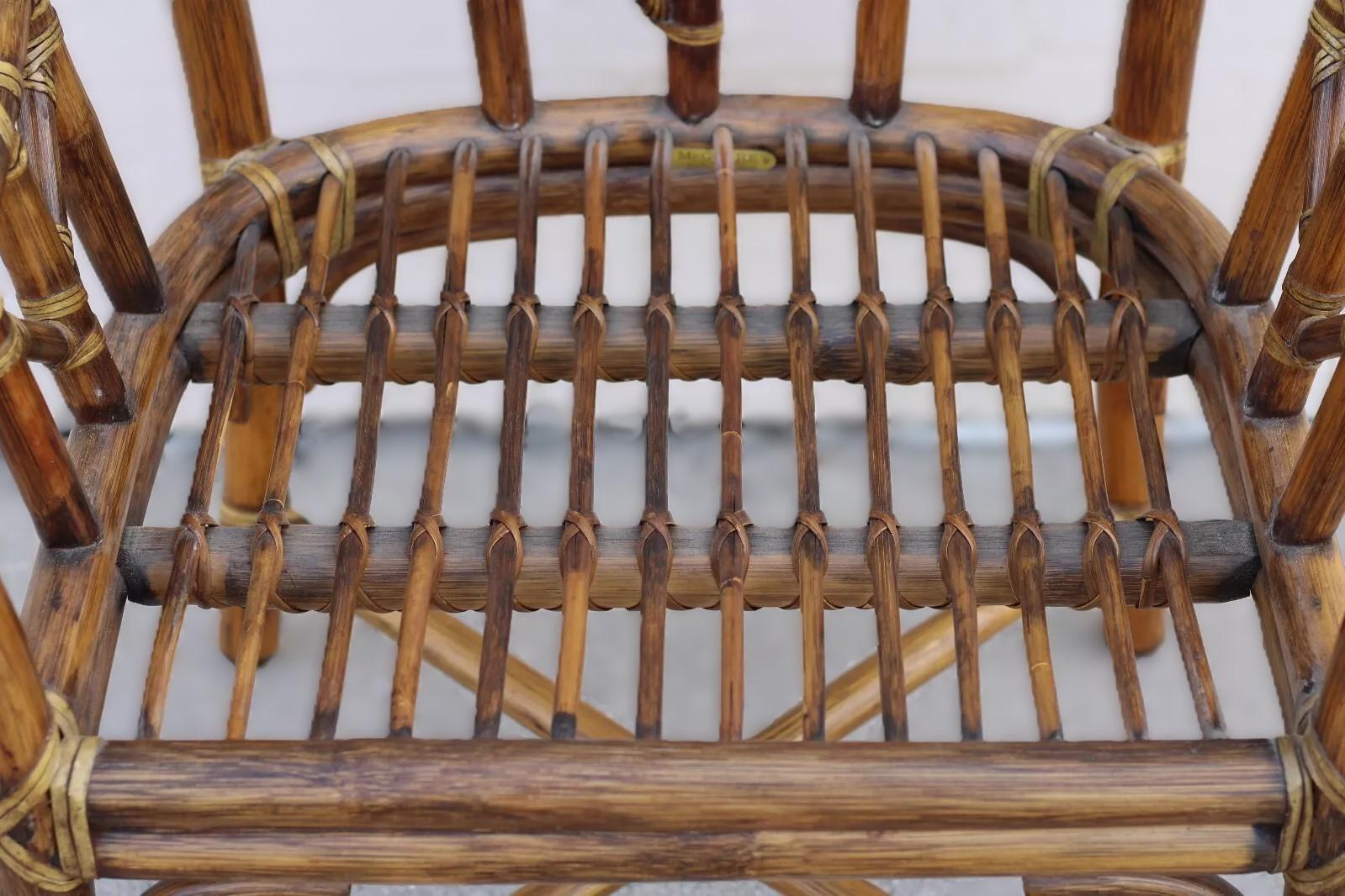 Set di quattro sedie da pranzo McGuire in rattan organico moderno e bambù in vendita 7