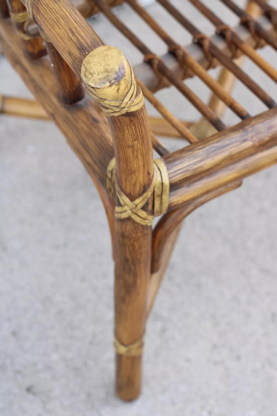Set di quattro sedie da pranzo McGuire in rattan organico moderno e bambù in vendita 10