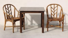 Set of Four McGuire Organic Modern Rattan Bamboo Dining Chairs