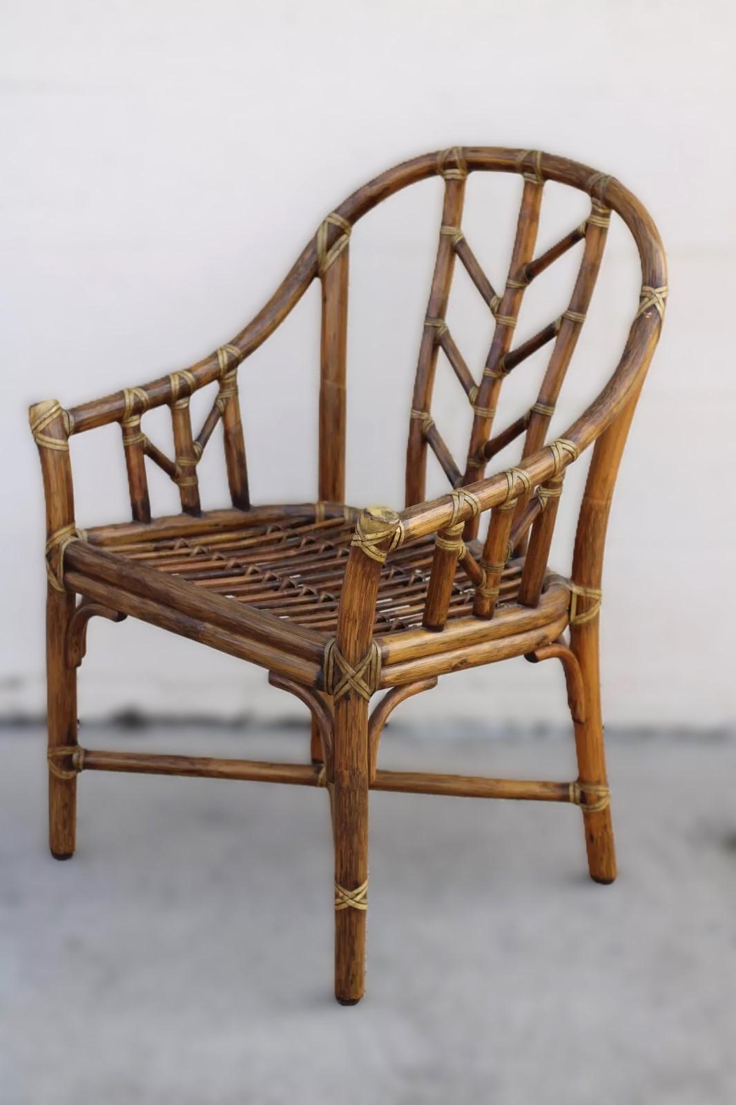 Set di quattro sedie da pranzo McGuire in rattan organico moderno e bambù In condizioni buone in vendita a Vero Beach, FL
