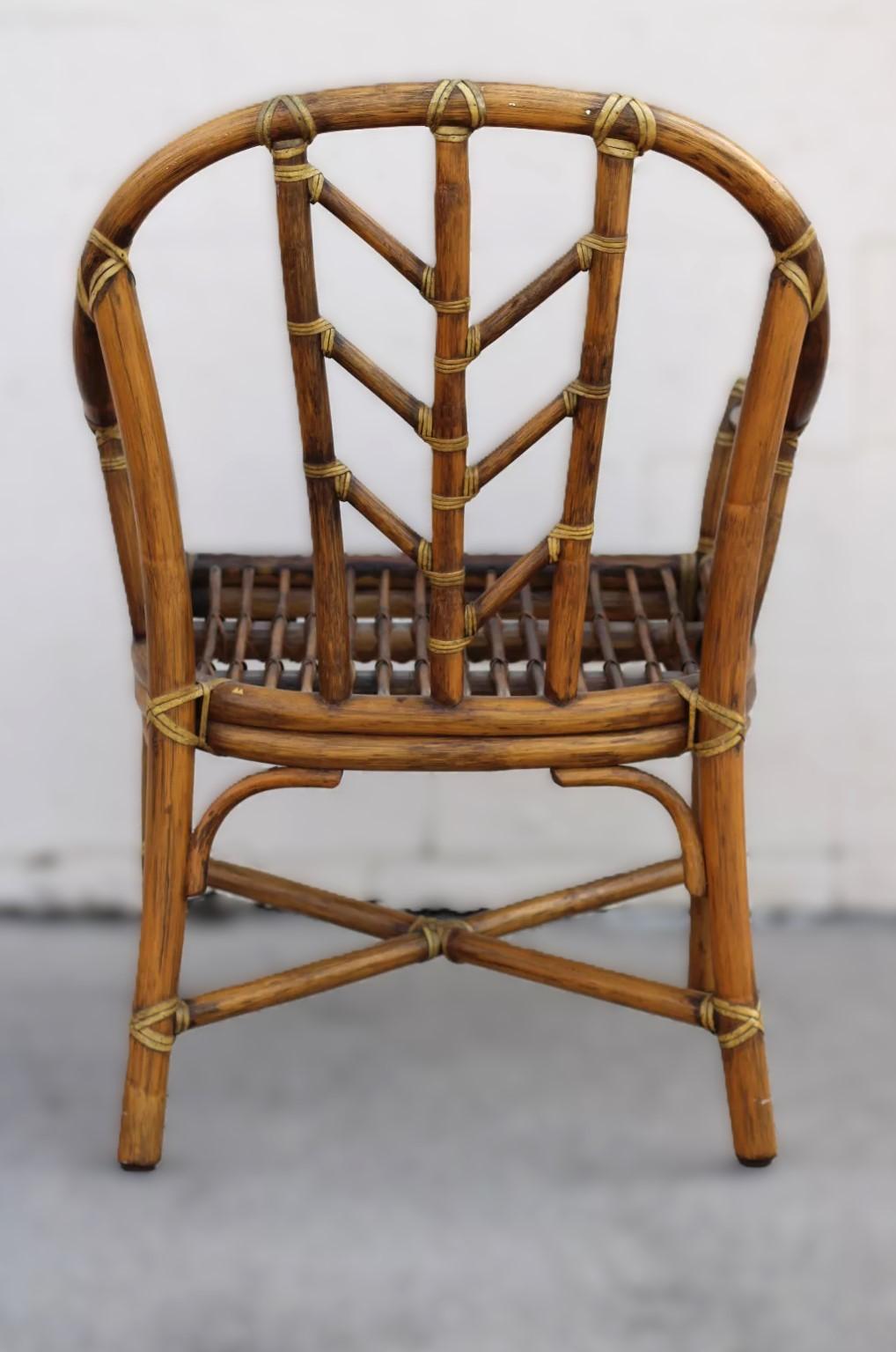Set di quattro sedie da pranzo McGuire in rattan organico moderno e bambù in vendita 1