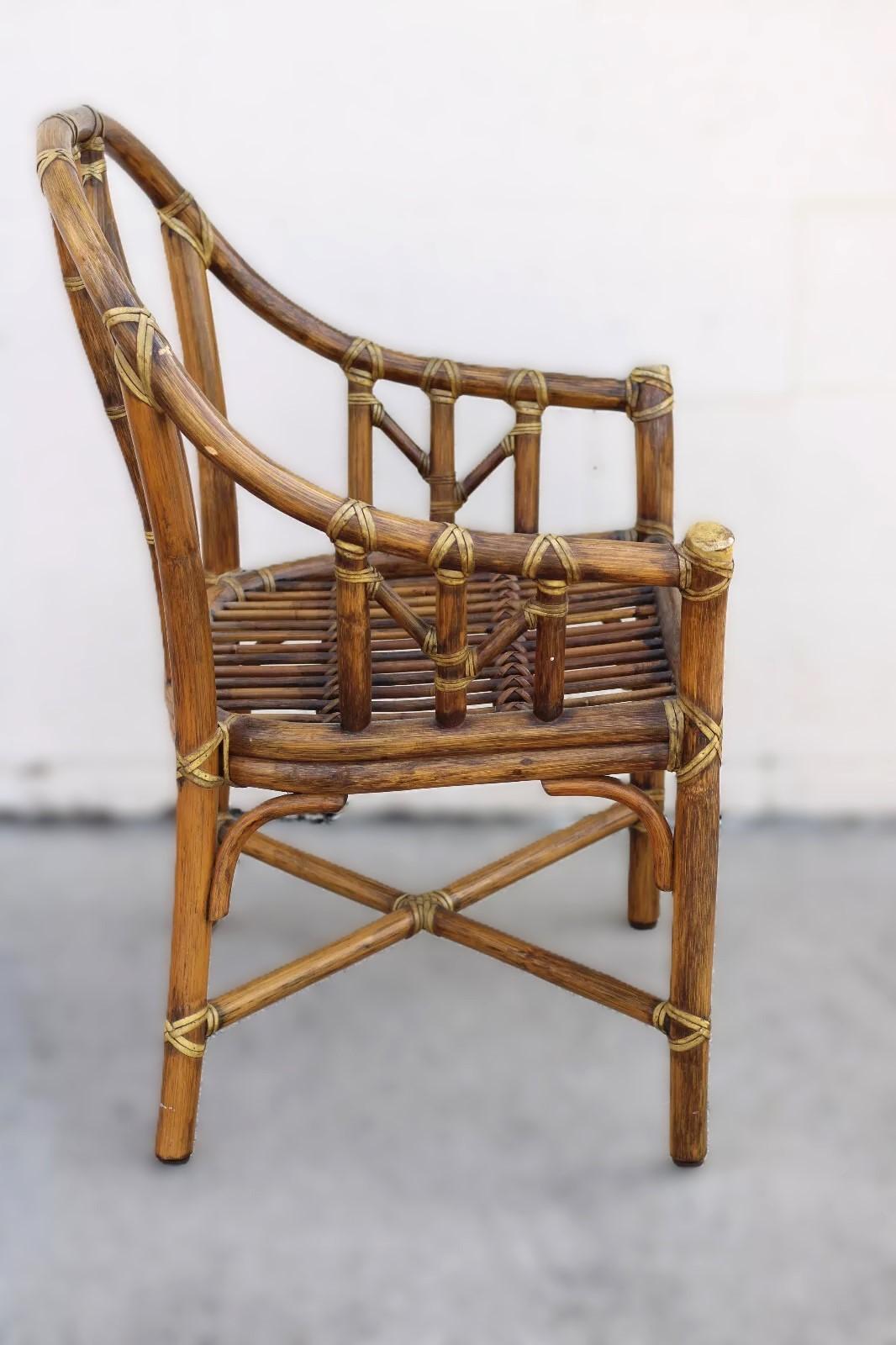 Set di quattro sedie da pranzo McGuire in rattan organico moderno e bambù in vendita 2