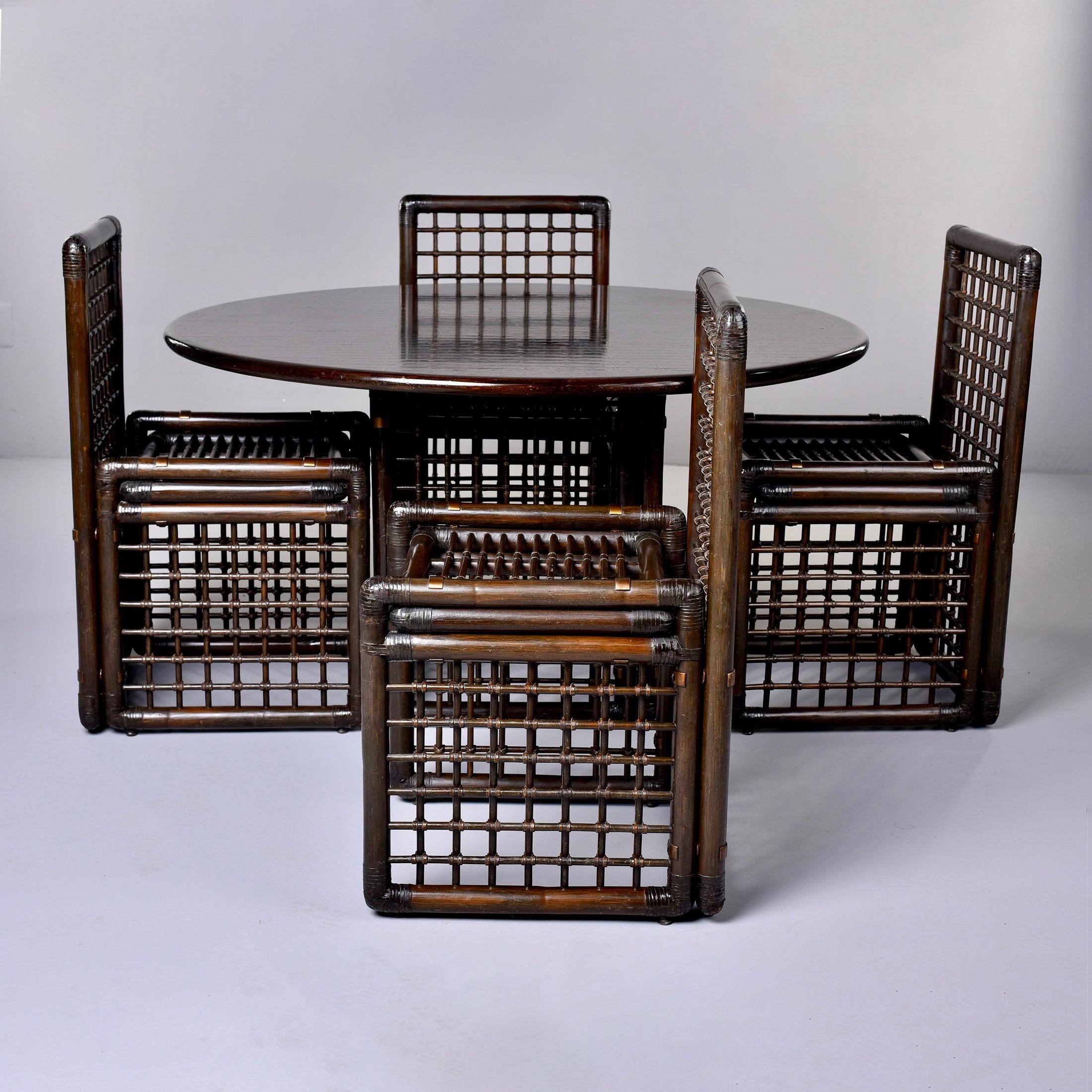 Copper Set of Four Rattan Chairs and Table by Afra and Tobia Scarpa for B & B