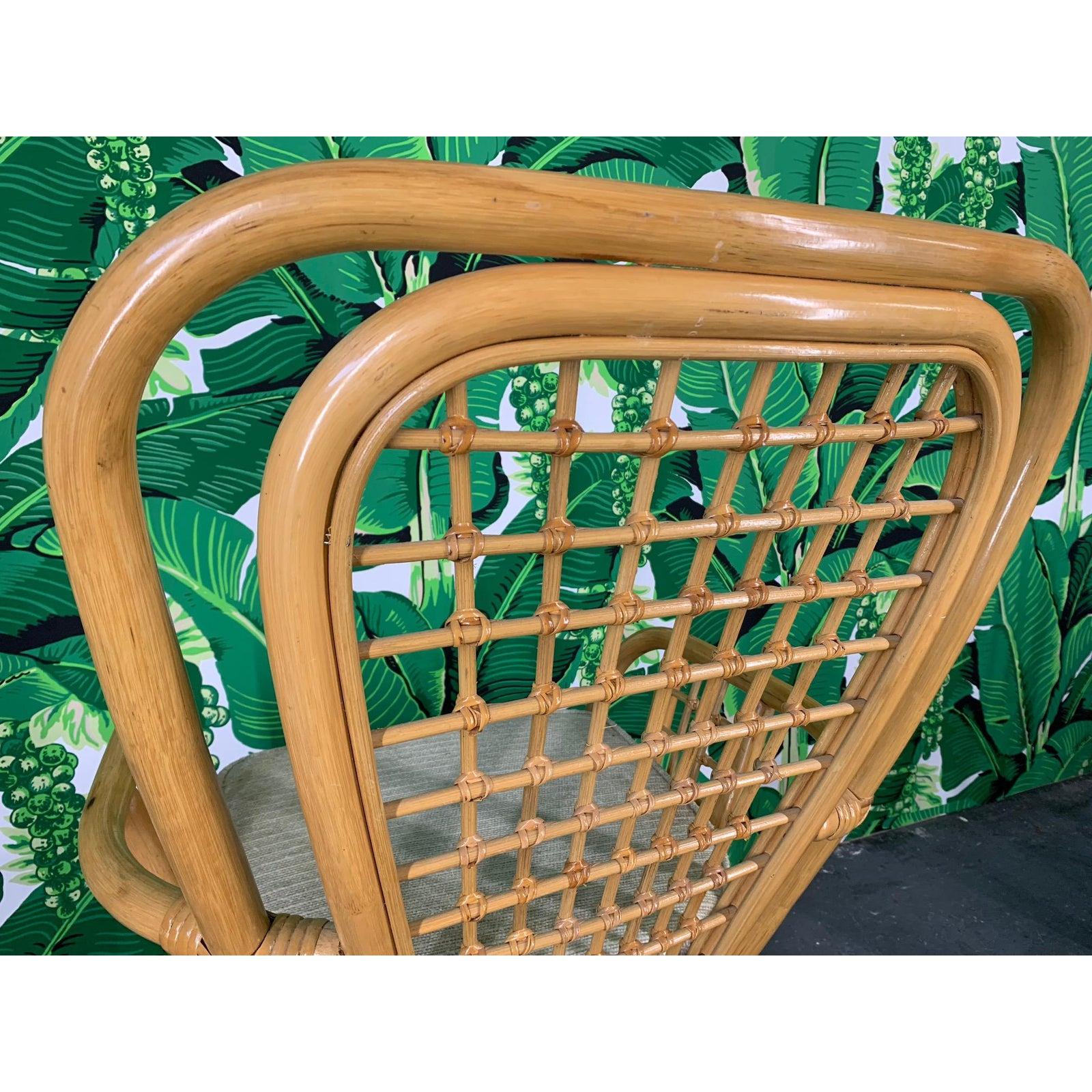 Set of Four Rattan Fan Back Arm Chairs 1