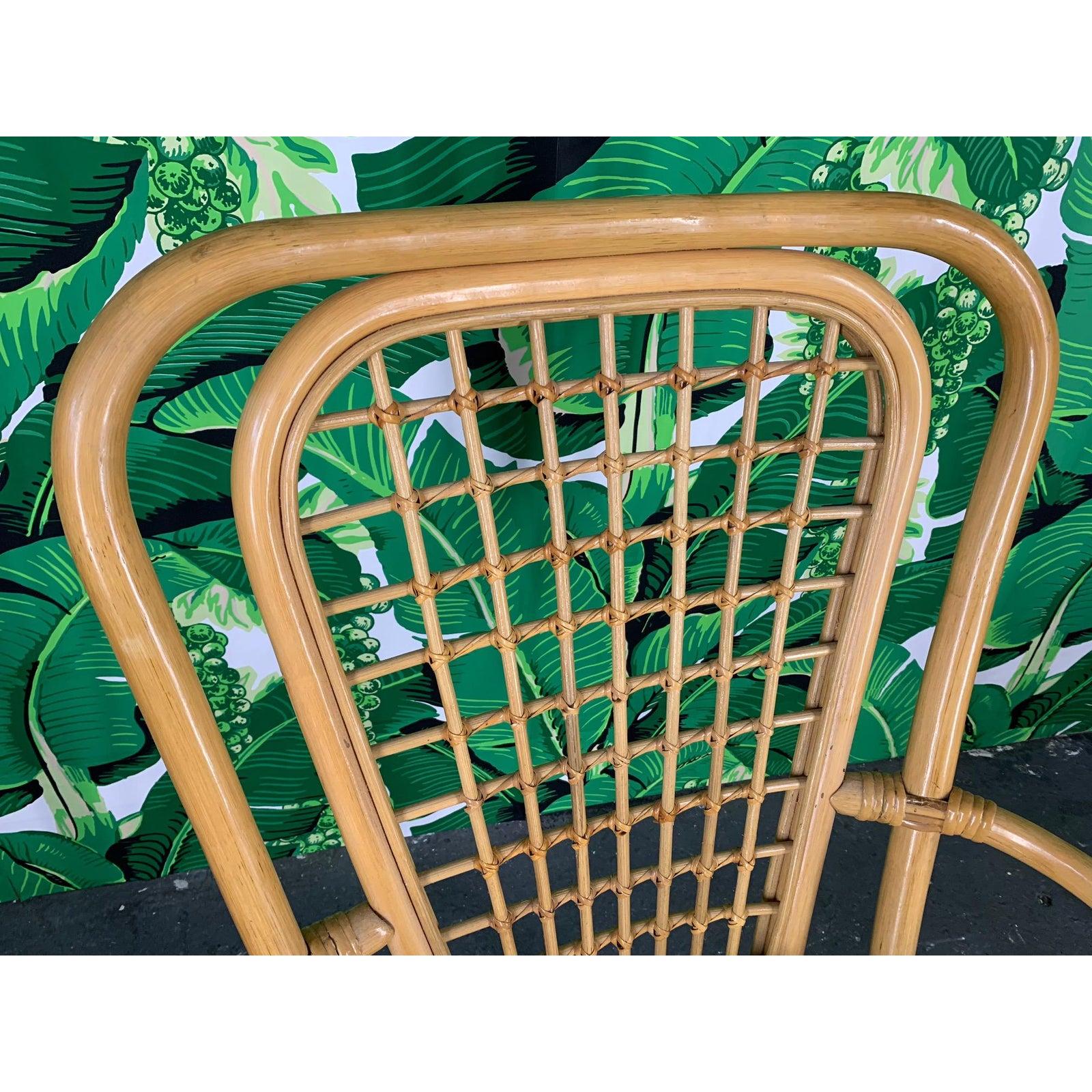 Set of Four Rattan Fan Back Arm Chairs 2