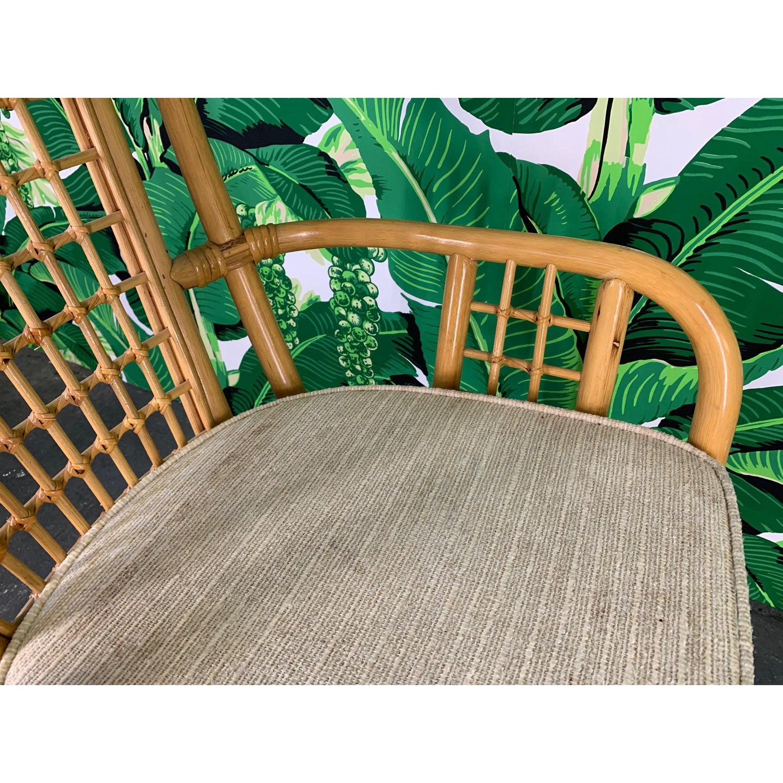 Set of Four Rattan Fan Back Arm Chairs 3