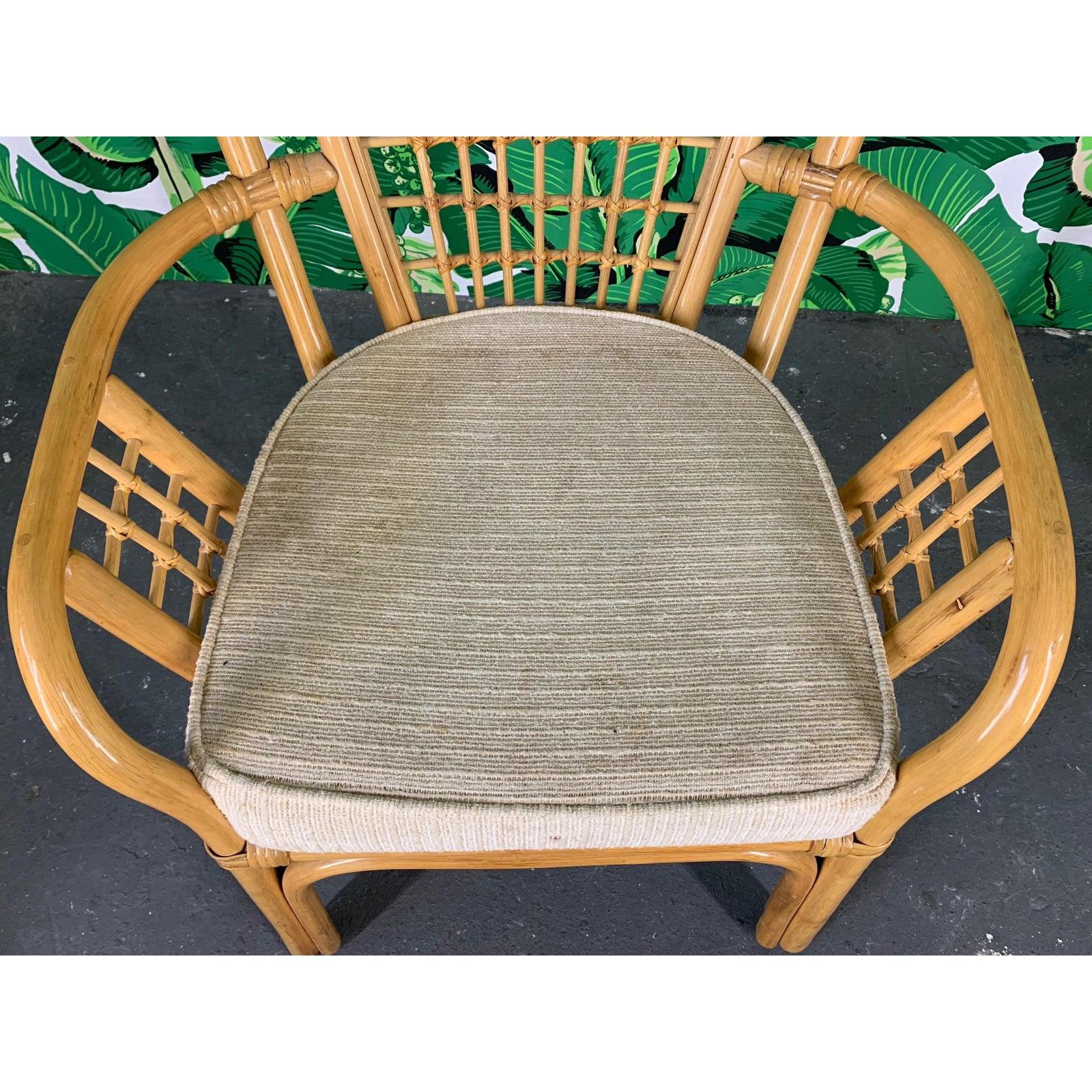 Set of Four Rattan Fan Back Arm Chairs 4