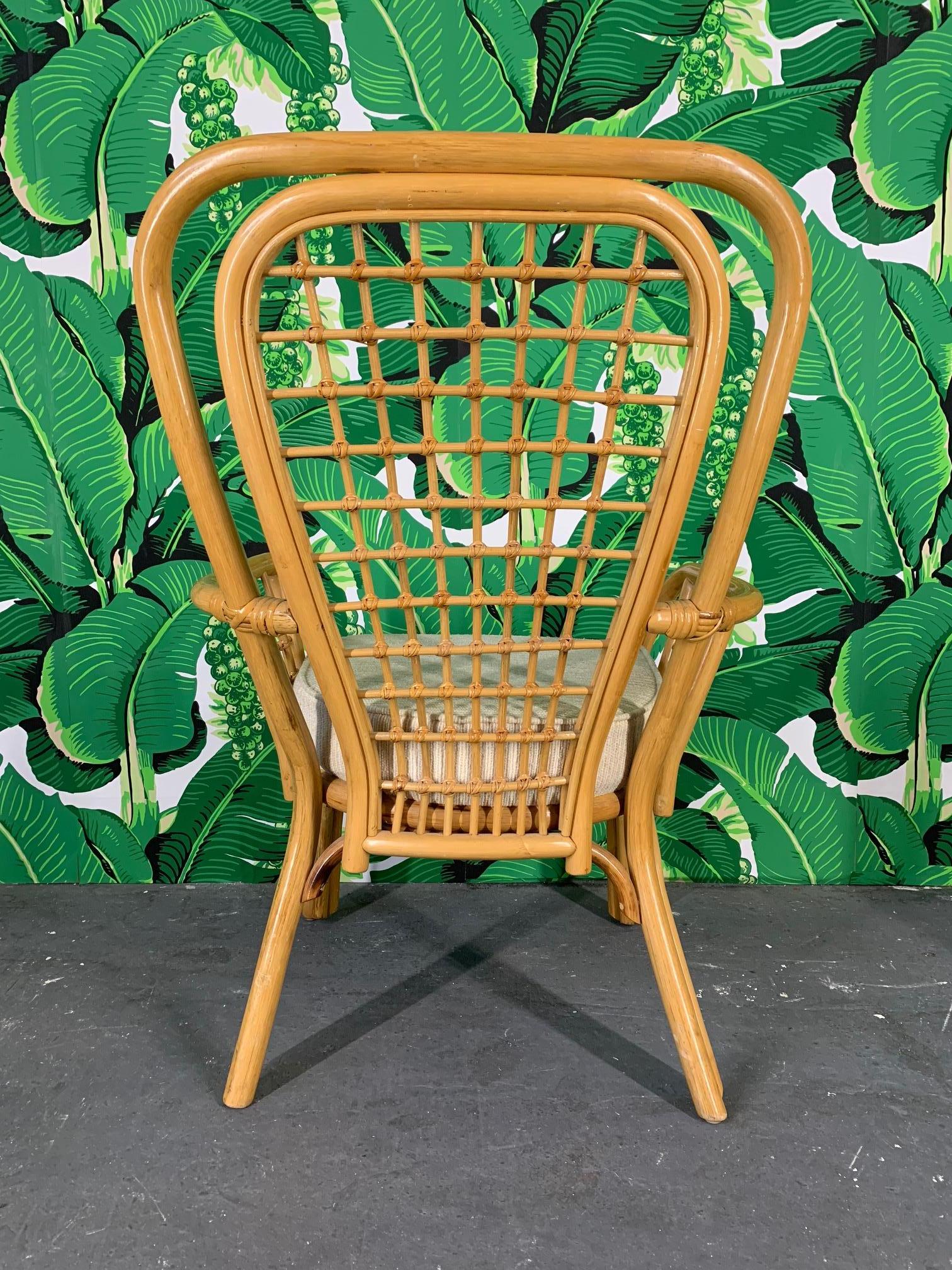 Late 20th Century Set of Four Rattan Fan Back Armchairs