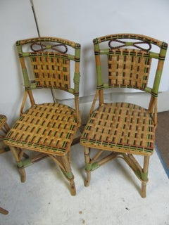 Set of Four Rattan with Split Reed Cafe Chairs