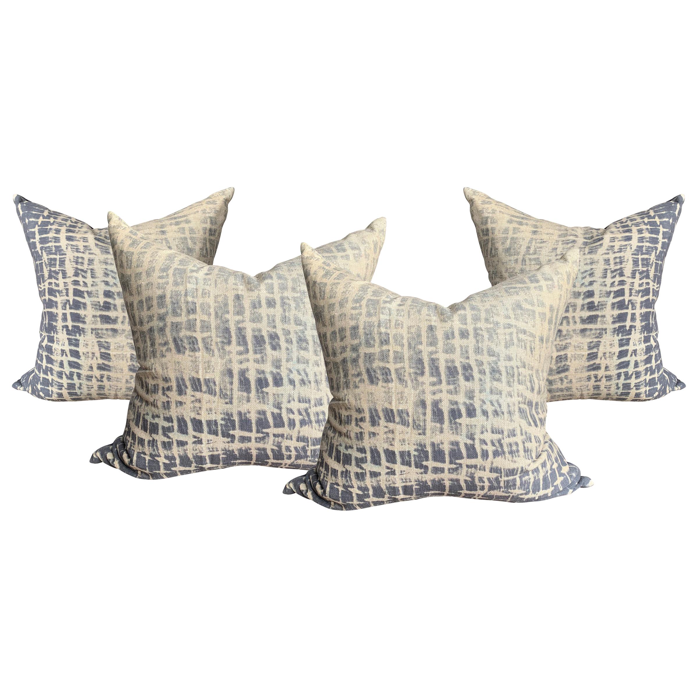 Set of Four Raw Silk Pillows For Sale