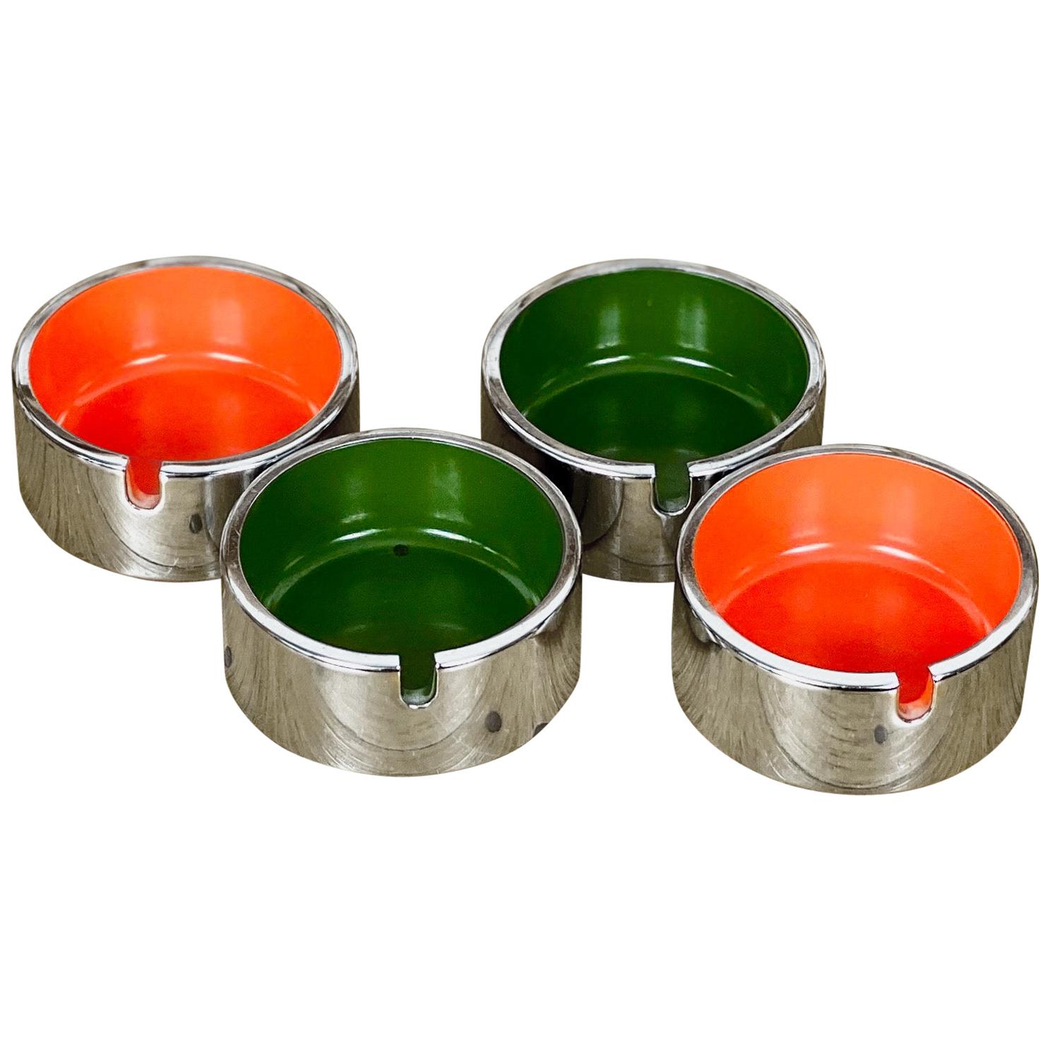Set of Four Red and Green Tower Ashtray by Isamu Kenmochi 'Signed', 1960s
