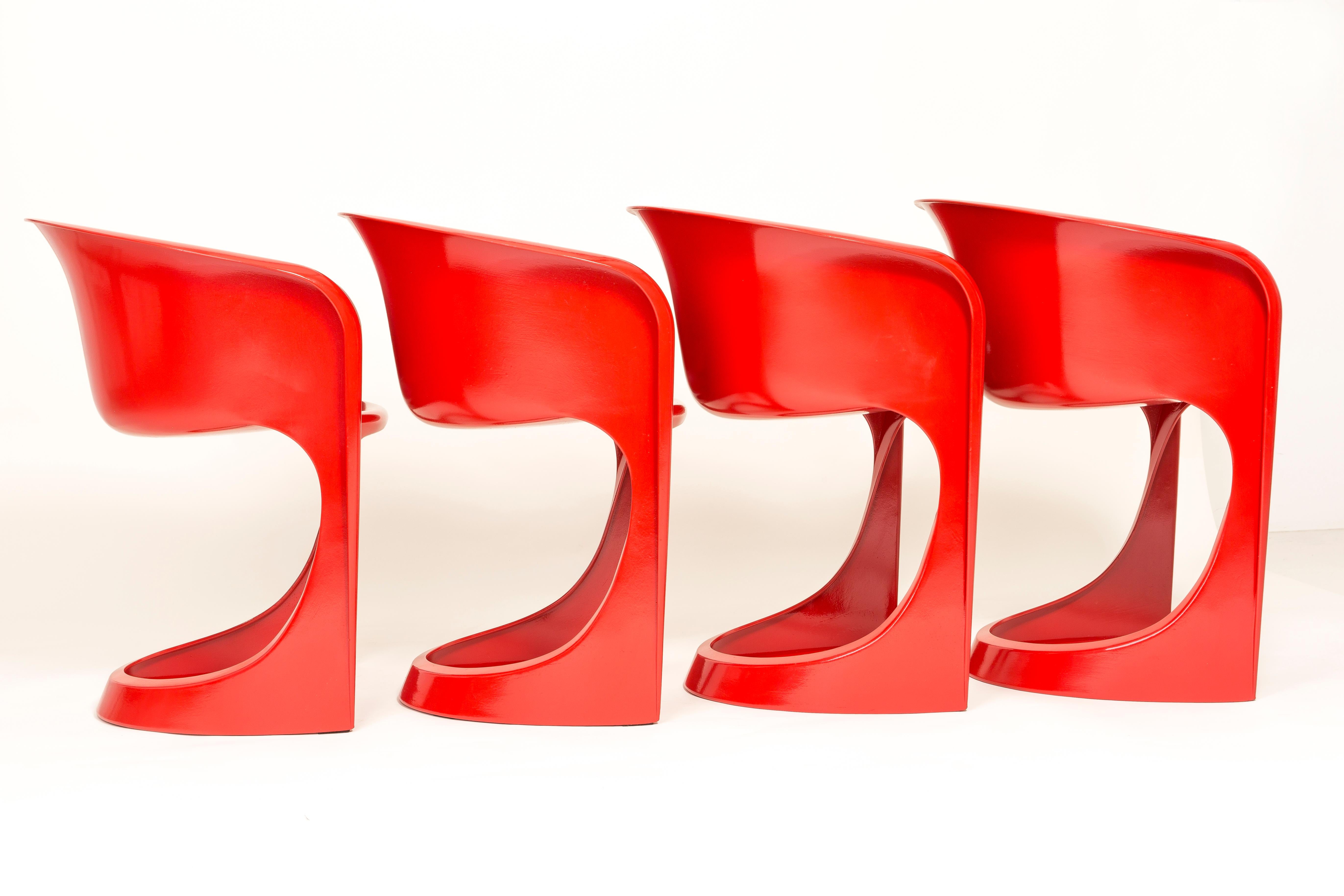 Plastic Set of Four Red Cado Chairs, Steen Østergaard, 1974 For Sale