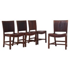 Set of Four "Red Chairs / Barcelona Chairs" by Kaare Klint, Model 3759