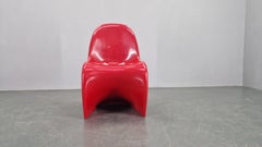 Conjunto de cuatro sillas rojas de Verner Panton para Herman Miller/ Fehlbaum, años 70