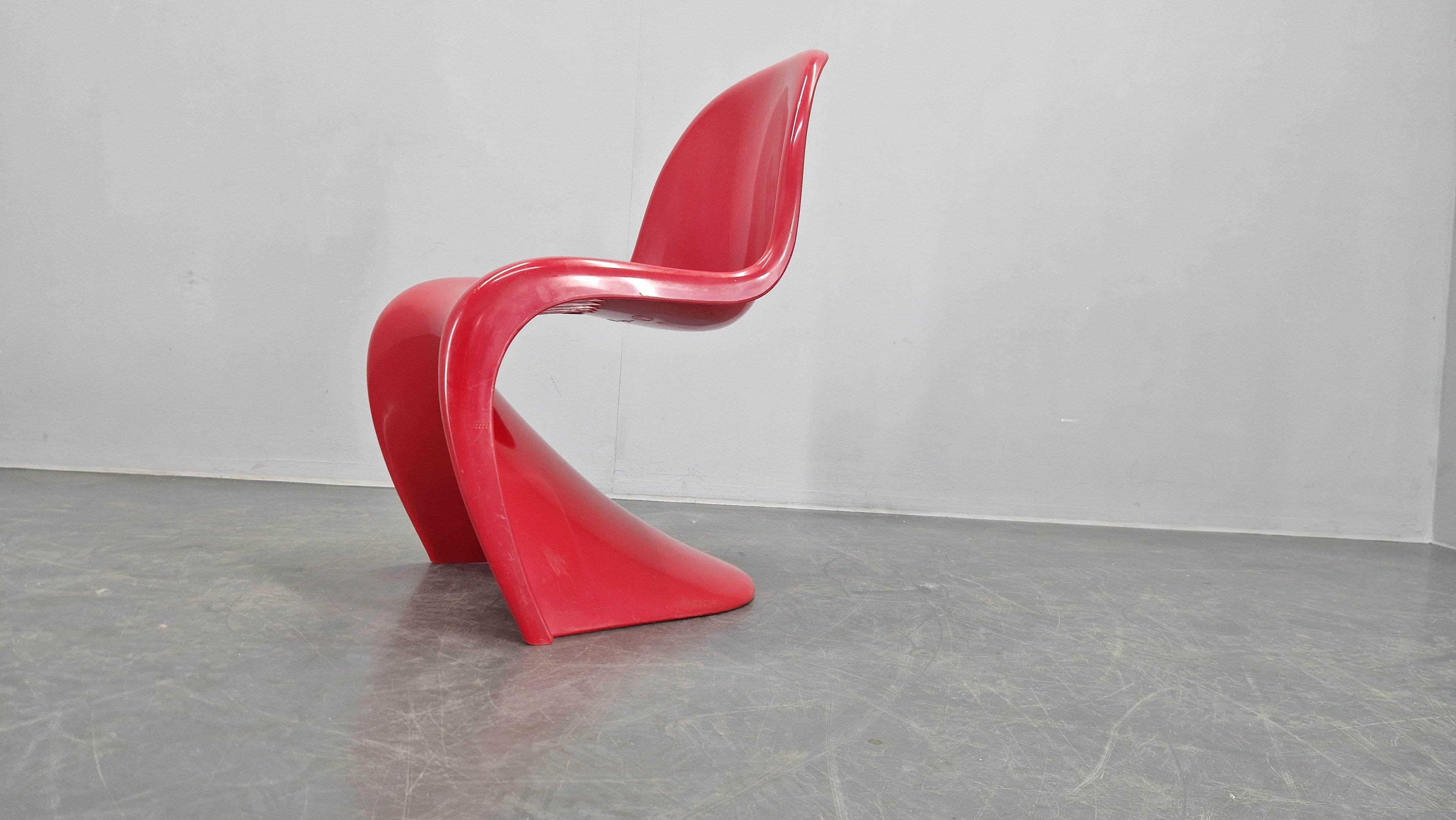 Plastica Set di quattro sedie rosse di Verner Panton per Herman Miller/Fehlbaum, anni '70 in vendita
