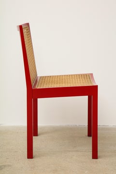 Set of Four Red Lacquer "Bankstuhl" Chairs by Willy Guhl for Stendig