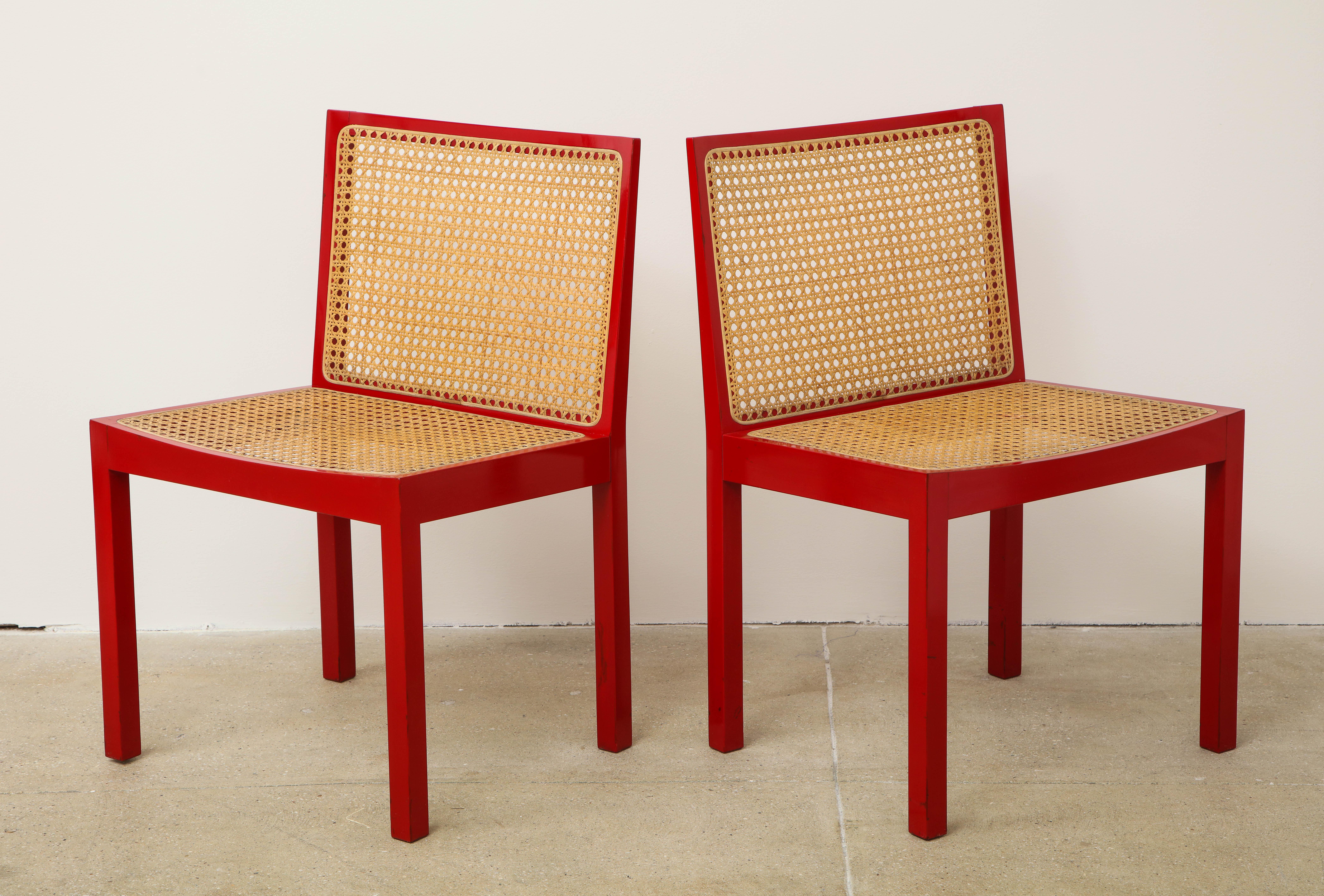 Mid-Century Modern Set of Four Red Lacquer 