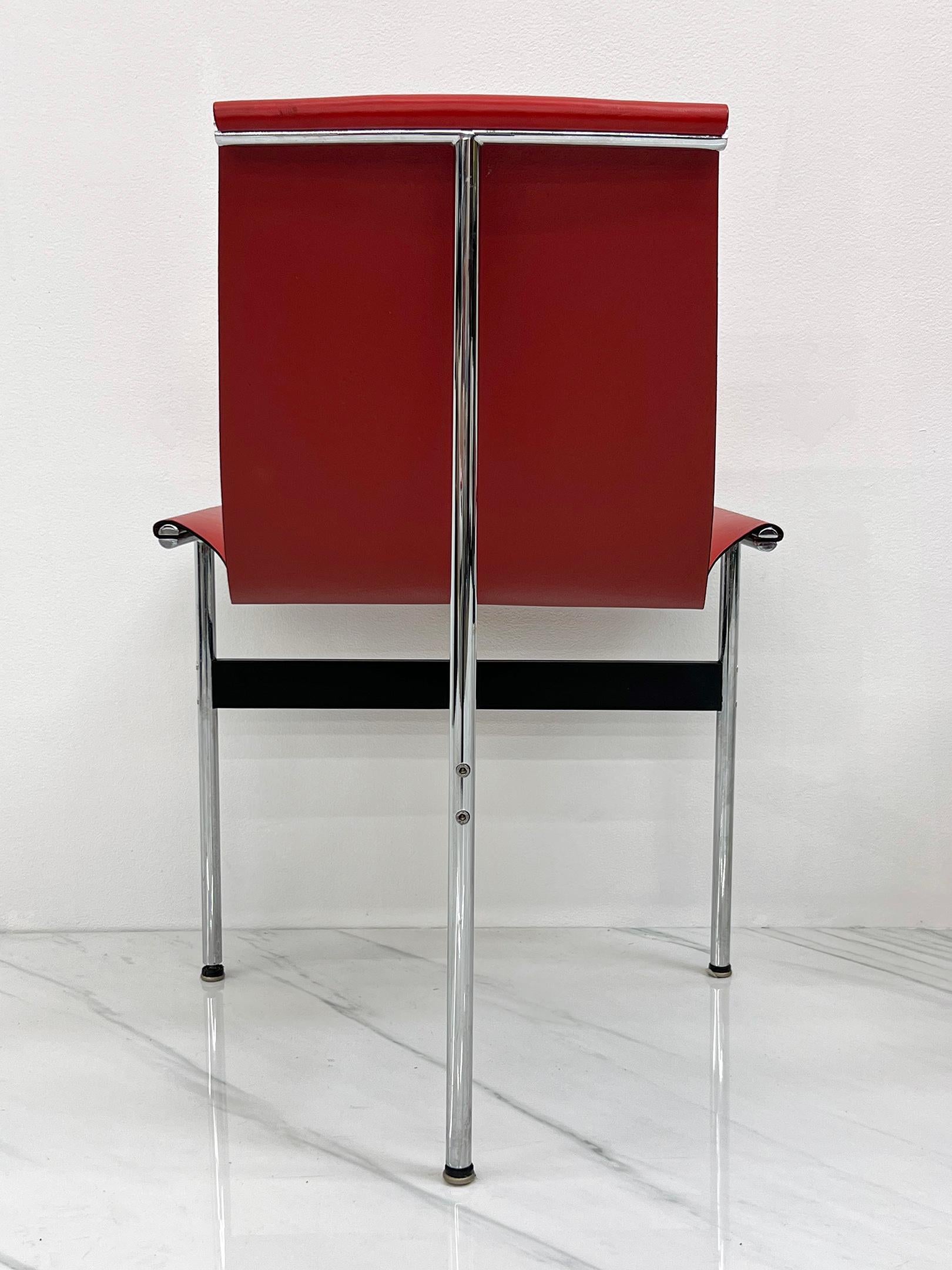Satz von vier T-Stühlen aus rotem Leder, Katavolos & Littell & Kelley im Angebot 4