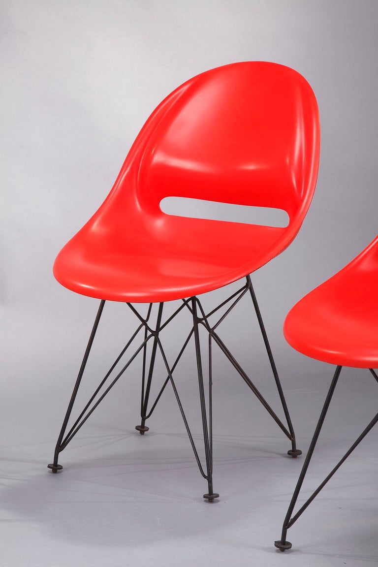 Set of Four Red Seats For Sale at 1stDibs