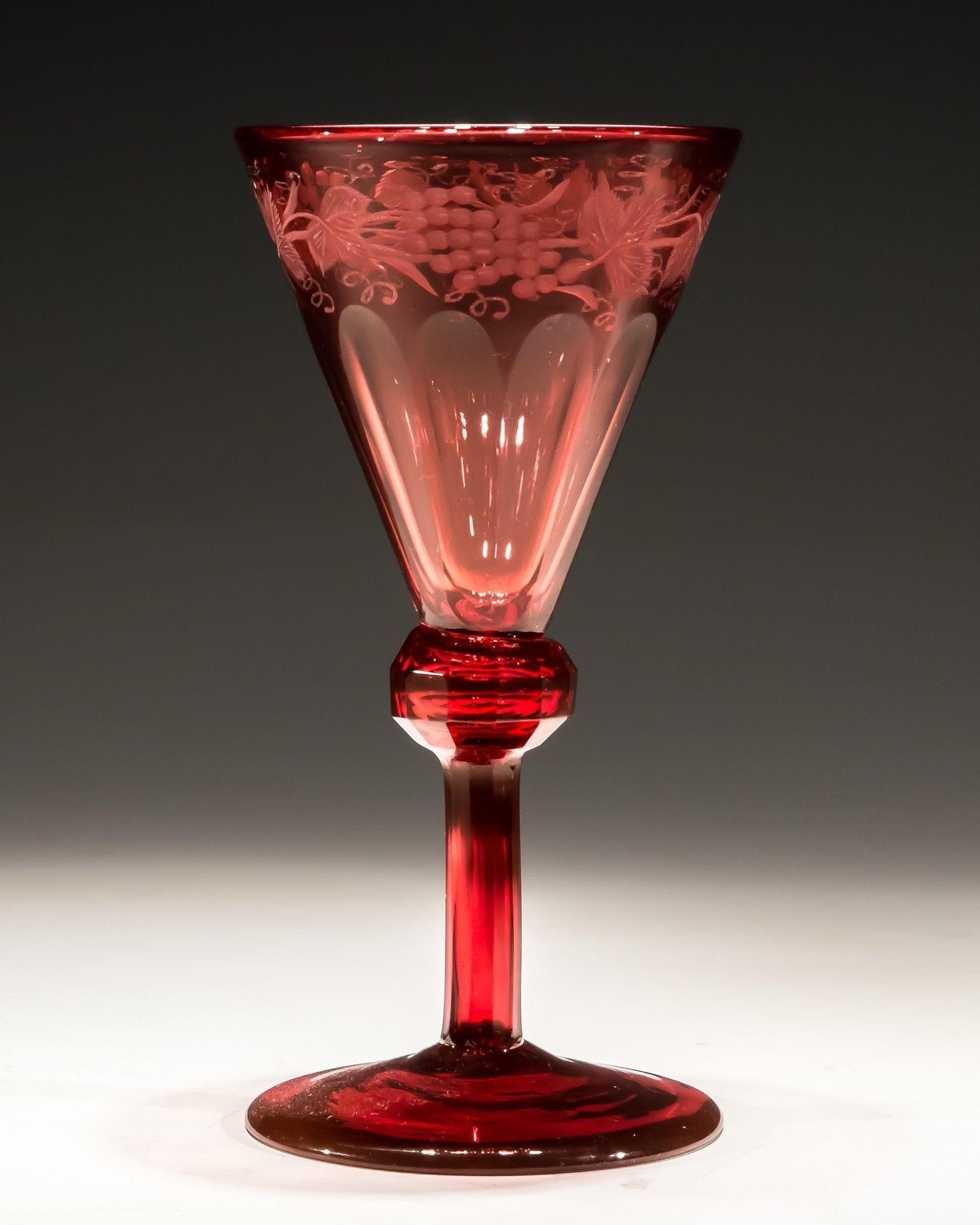 Mid-19th Century Set of Four Red Wine Glasses For Sale