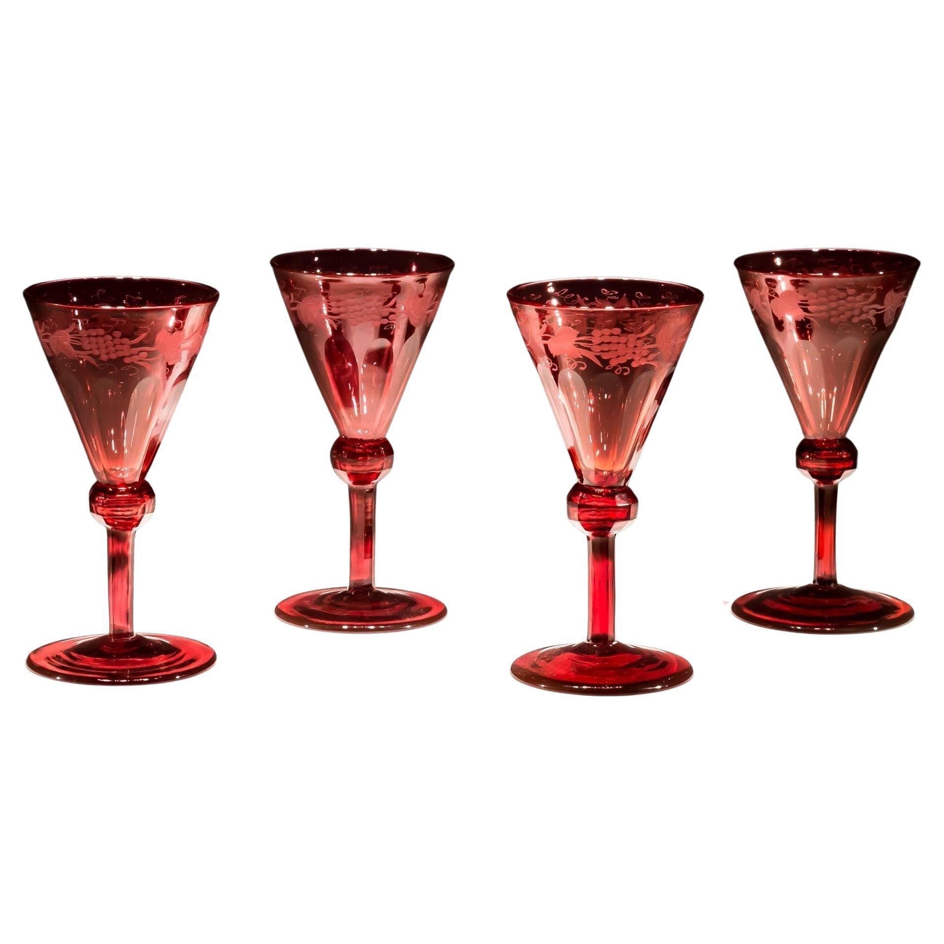 Set of Four Red Wine Glasses For Sale