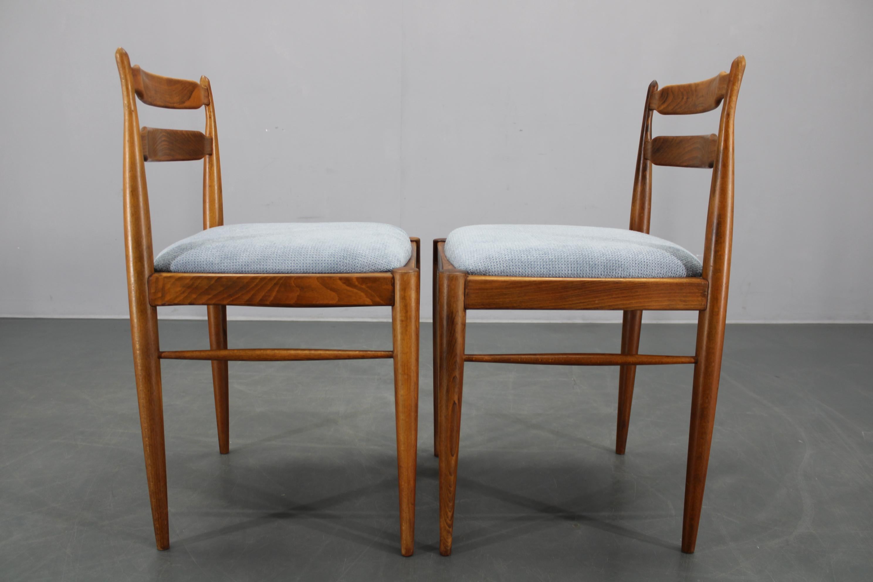 Set di quattro sedie da pranzo in Beeche rimesse a nuovo, Cecoslovacchia, anni '70 in vendita 4