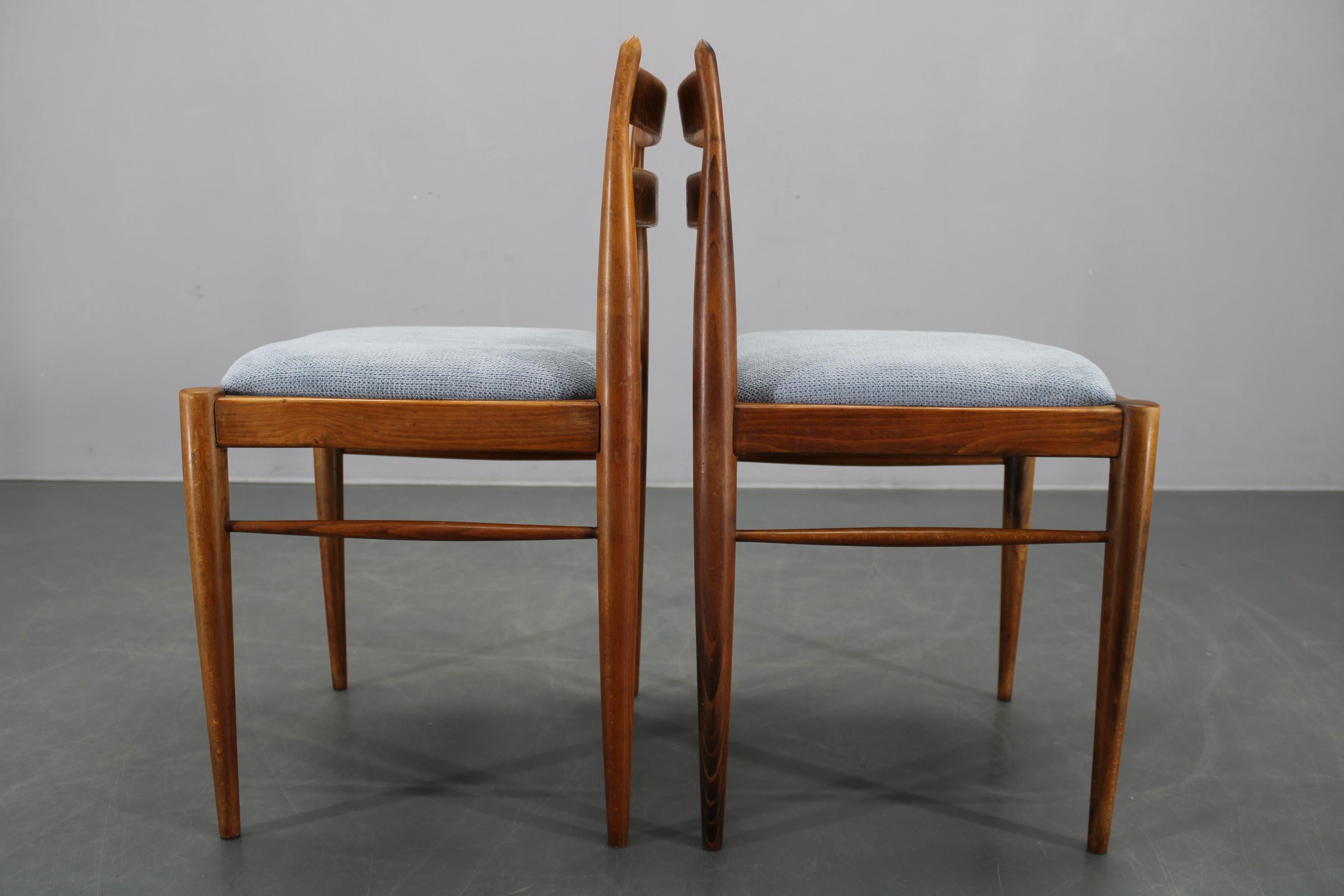 Tessuto Set di quattro sedie da pranzo in Beeche rimesse a nuovo, Cecoslovacchia, anni '70 in vendita