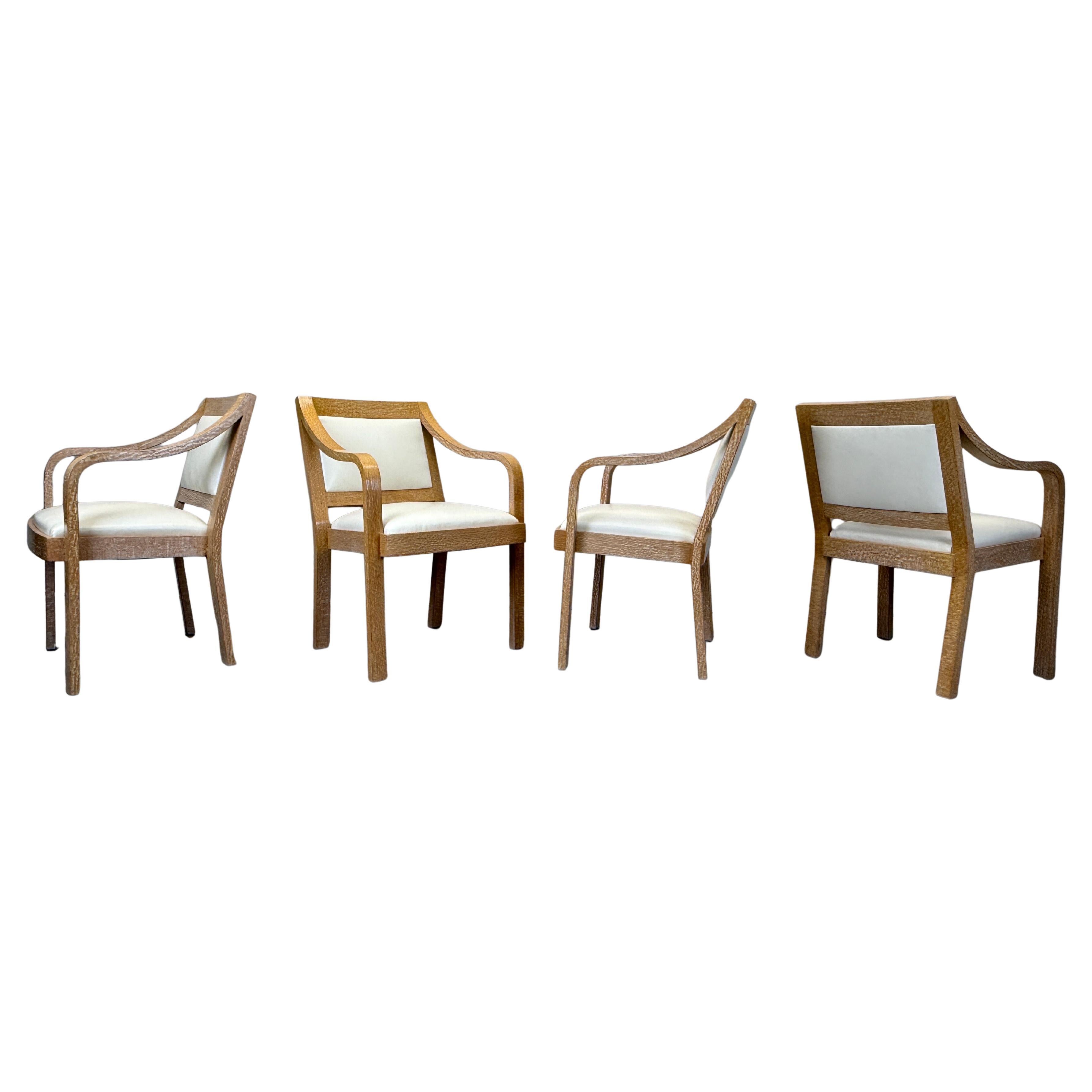 Juego de cuatro sillones "Regency" de madera lacada de Karl Springer en venta