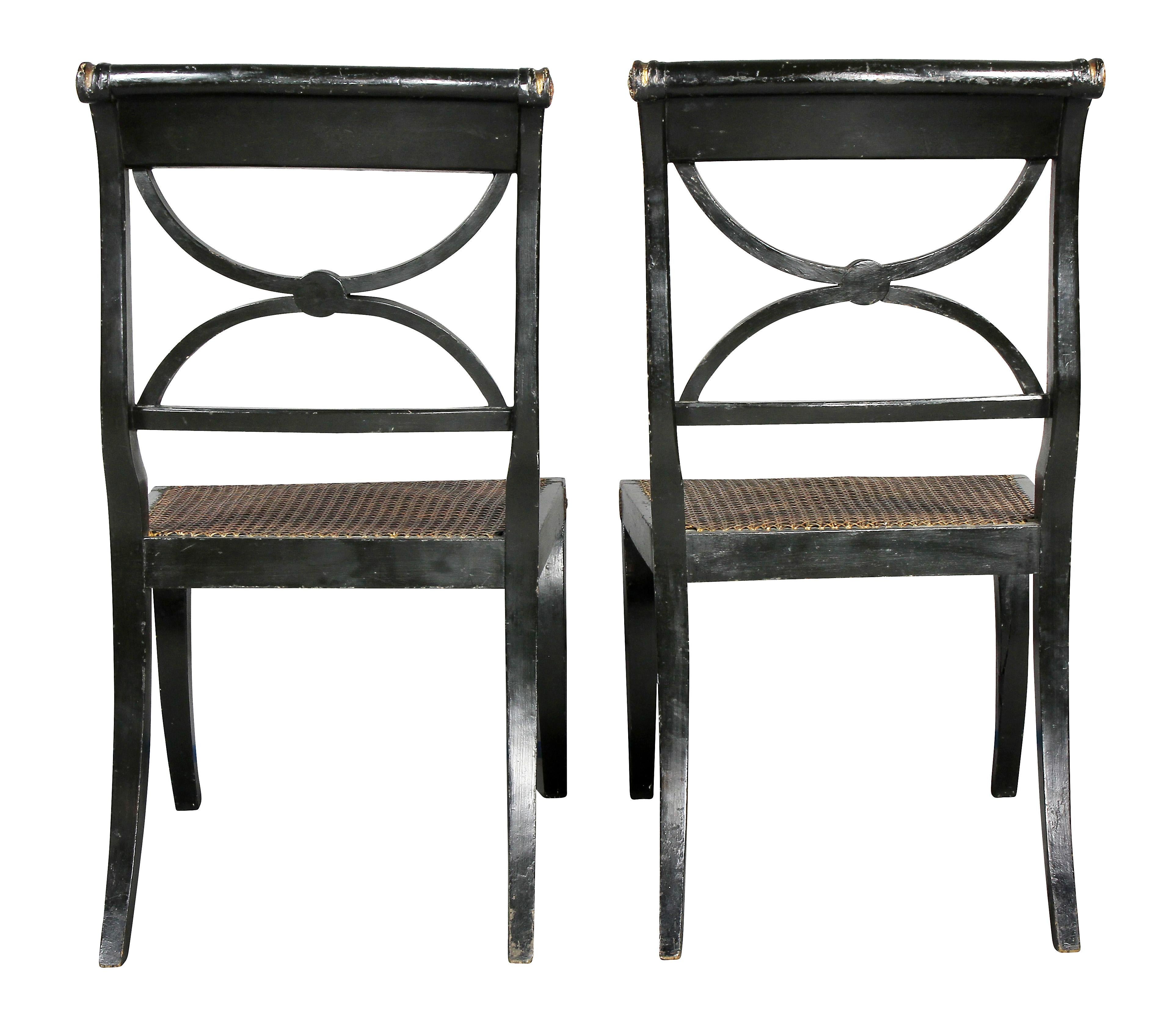 Set of Four Regency Ebonized and Giltwood Chairs 5