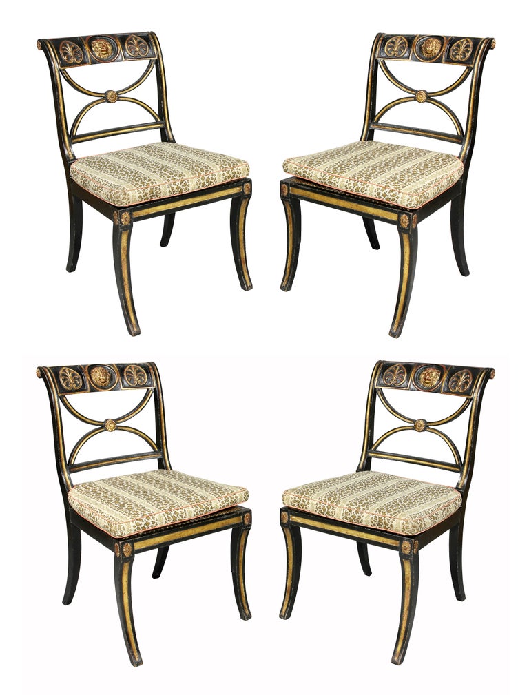Set Of Four Regency Ebonized And Giltwood Chairs For Sale At 1stdibs
