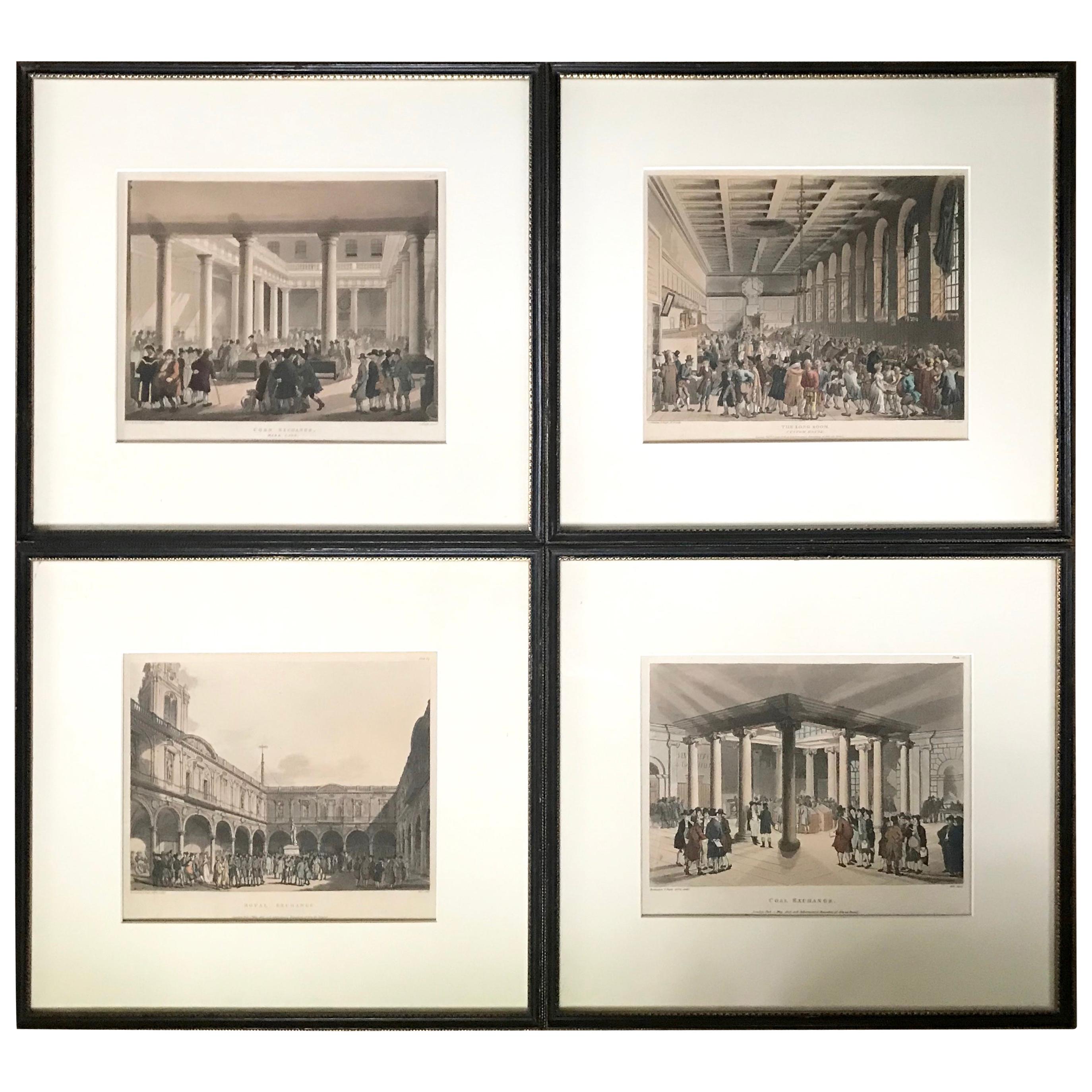 Set of Four Regency Era Coloured Engravings by Rowlandson For Sale