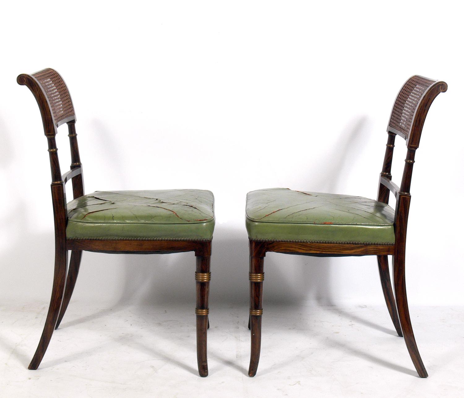 Regency Revival Set of Four Regency Faux Rosewood Dining Chairs