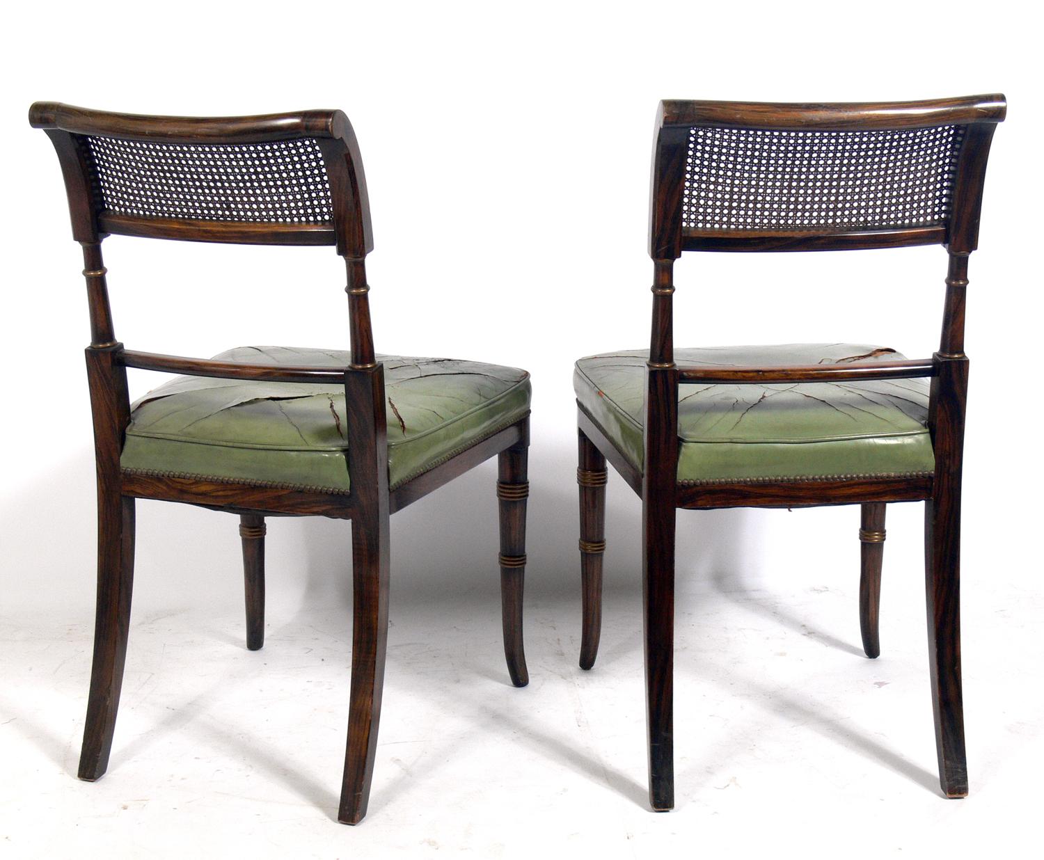 American Set of Four Regency Faux Rosewood Dining Chairs