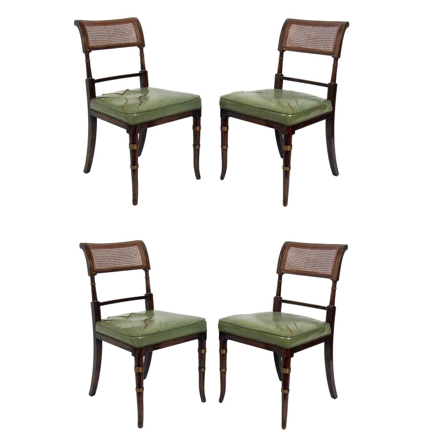 Set of Four Regency Faux Rosewood Dining Chairs