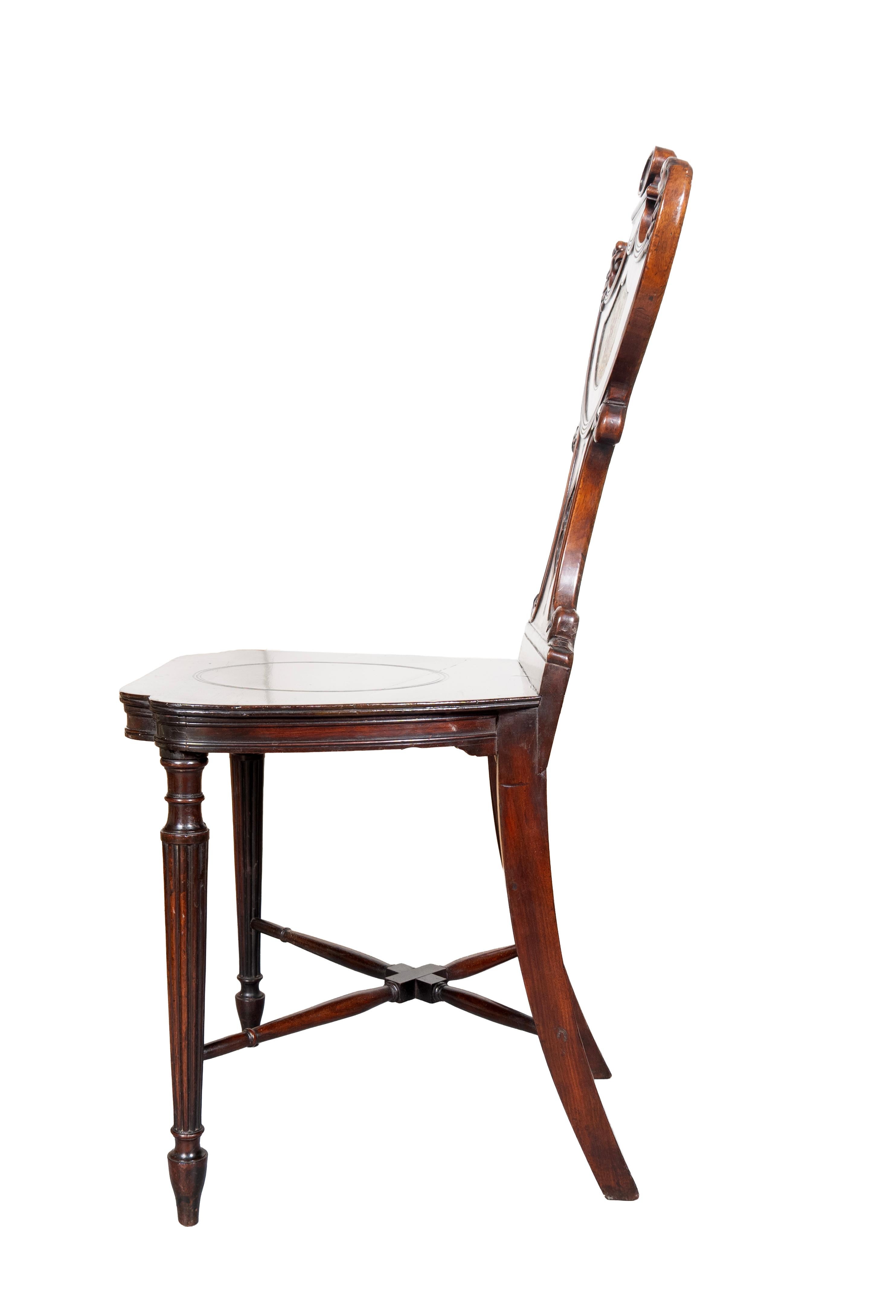Set Of Four Regency Mahogany Armorial Hall Chairs For Sale 2