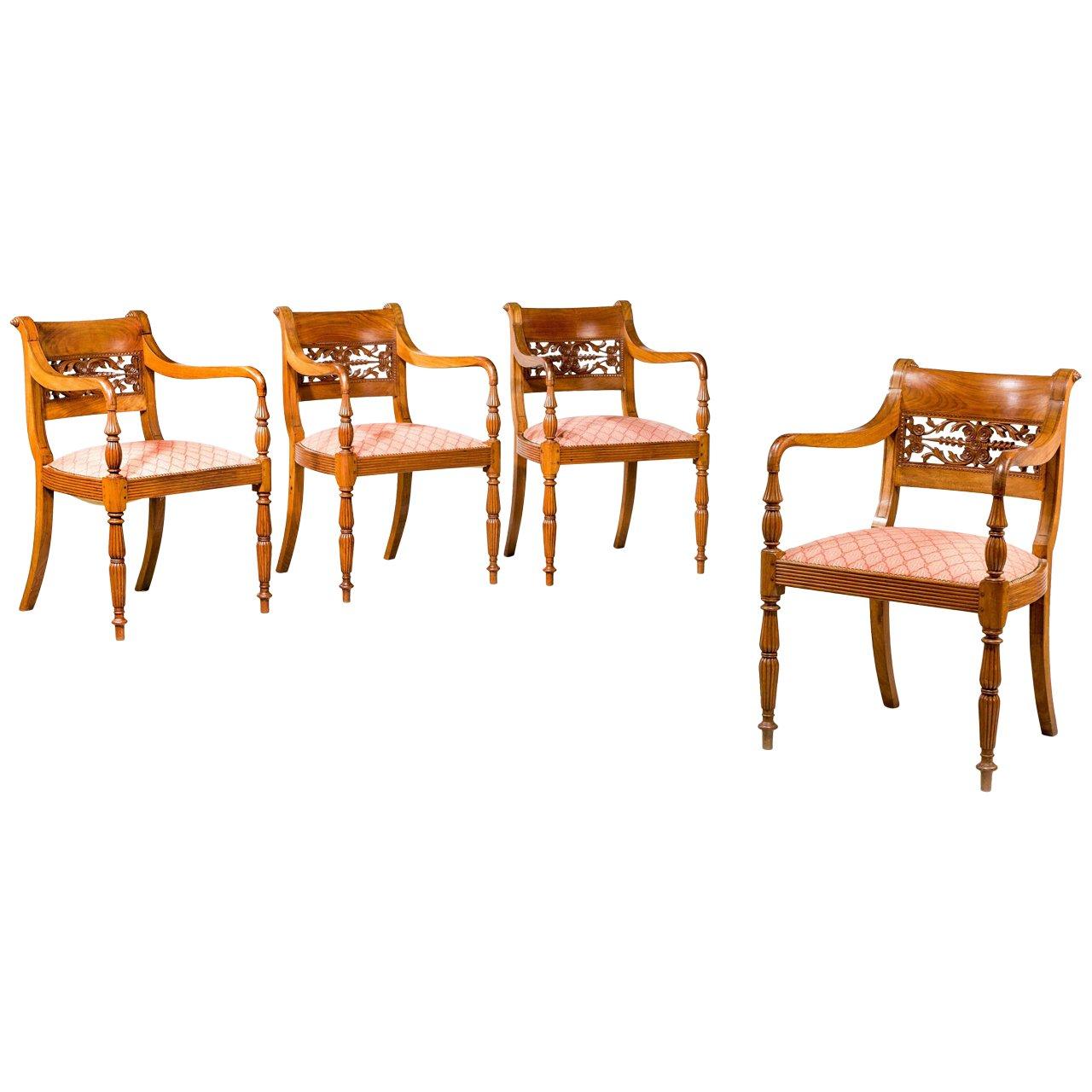 Set of Four Regency Period Elbow Chairs For Sale