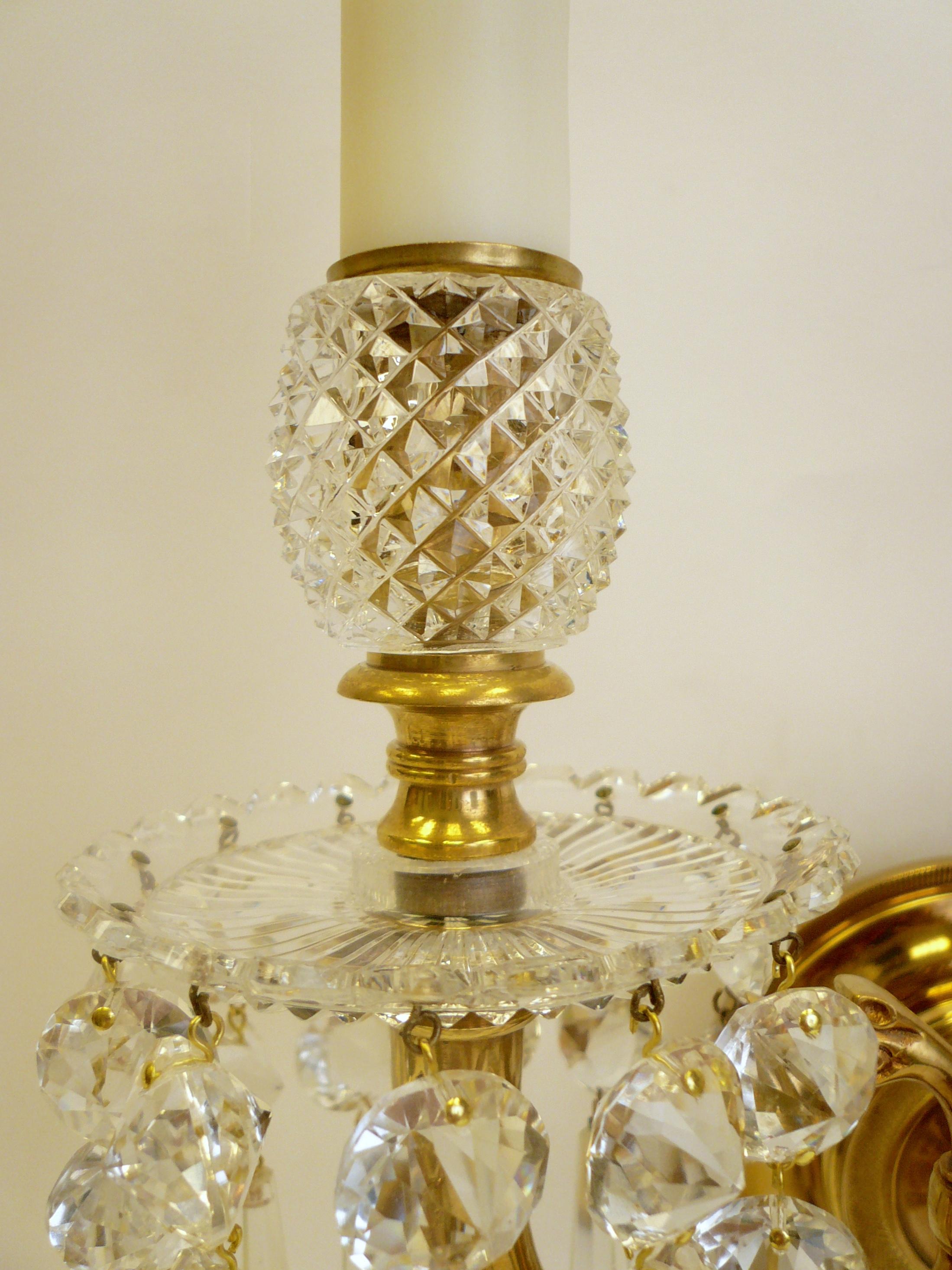 Set of Four Regency Style Bronze and Crystal Sconces by Perry & Co. 3