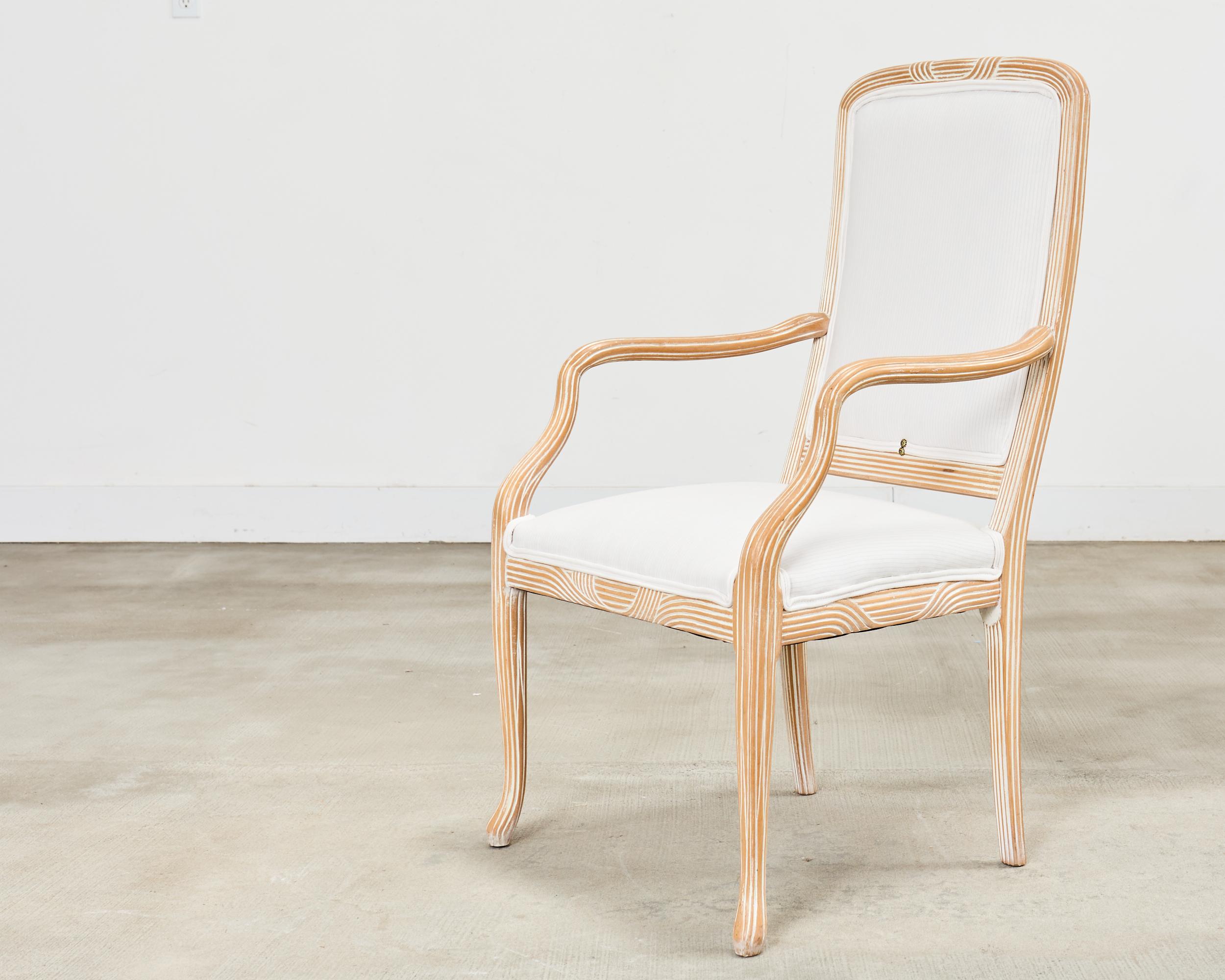 Juego de cuatro sillas de comedor de abedul rubio cerúleo estilo Regencia en venta 6