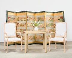 Set of Four Regency Style Cerused Blonde Birch Dining Chairs