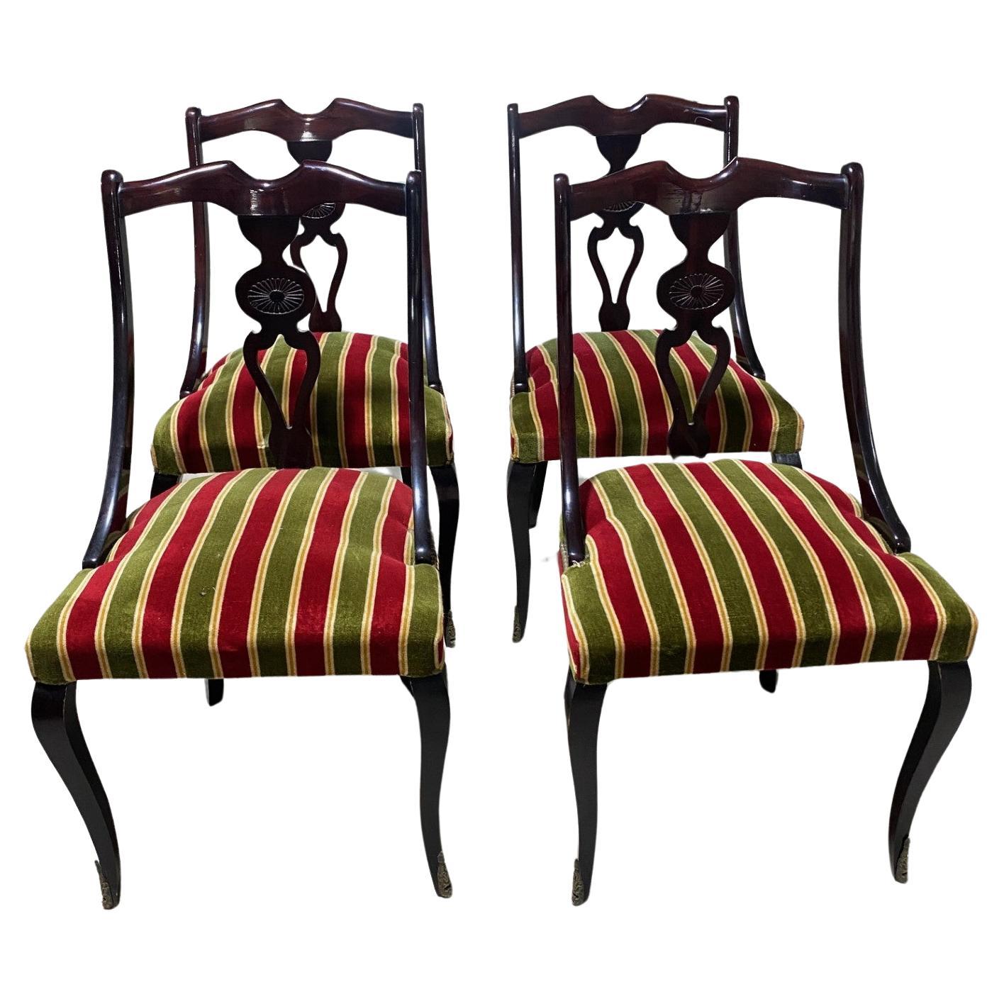 Set Of Four Regency Style Dining Chairs
