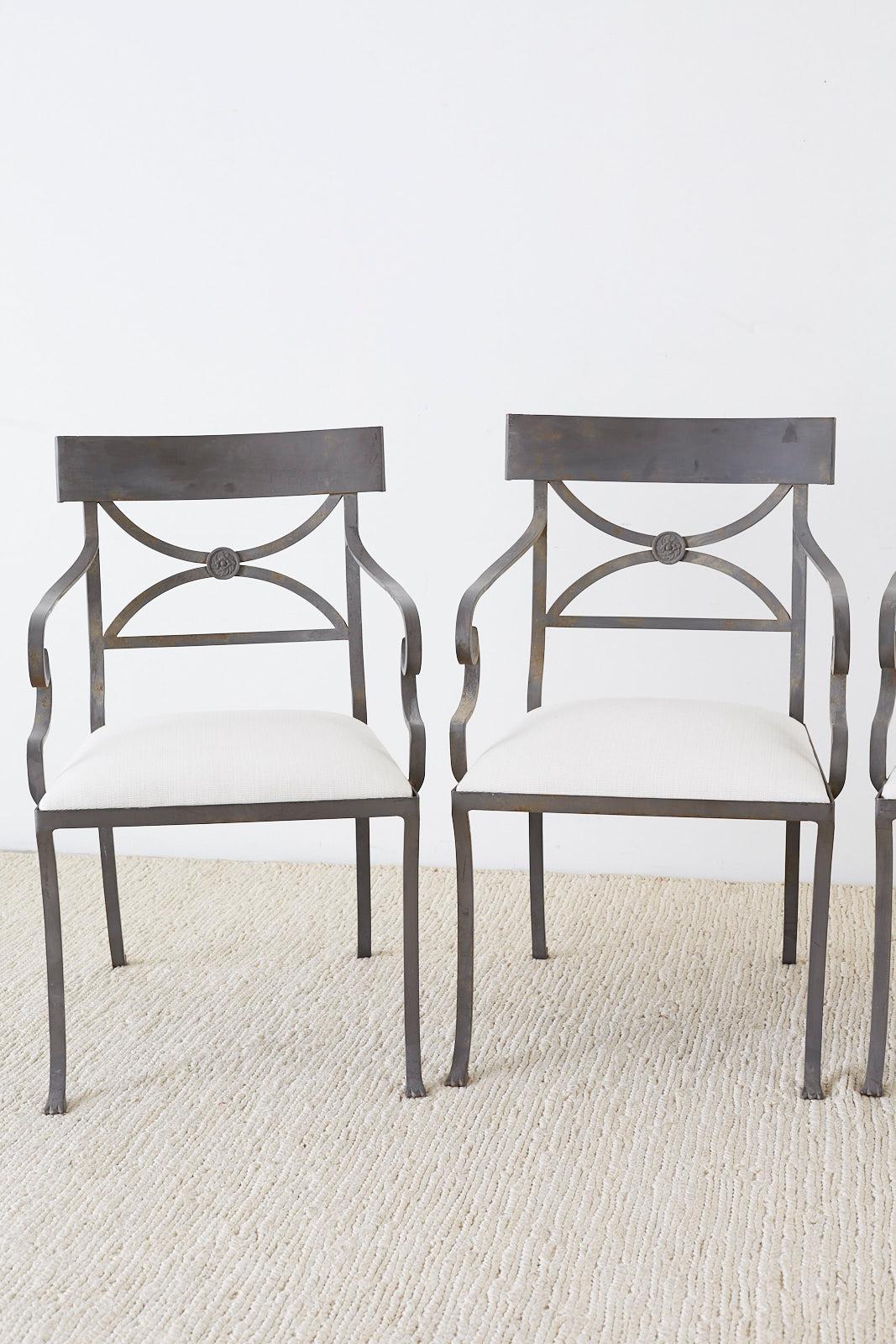 American Set of Four Regency Style Iron Garden Patio Chairs