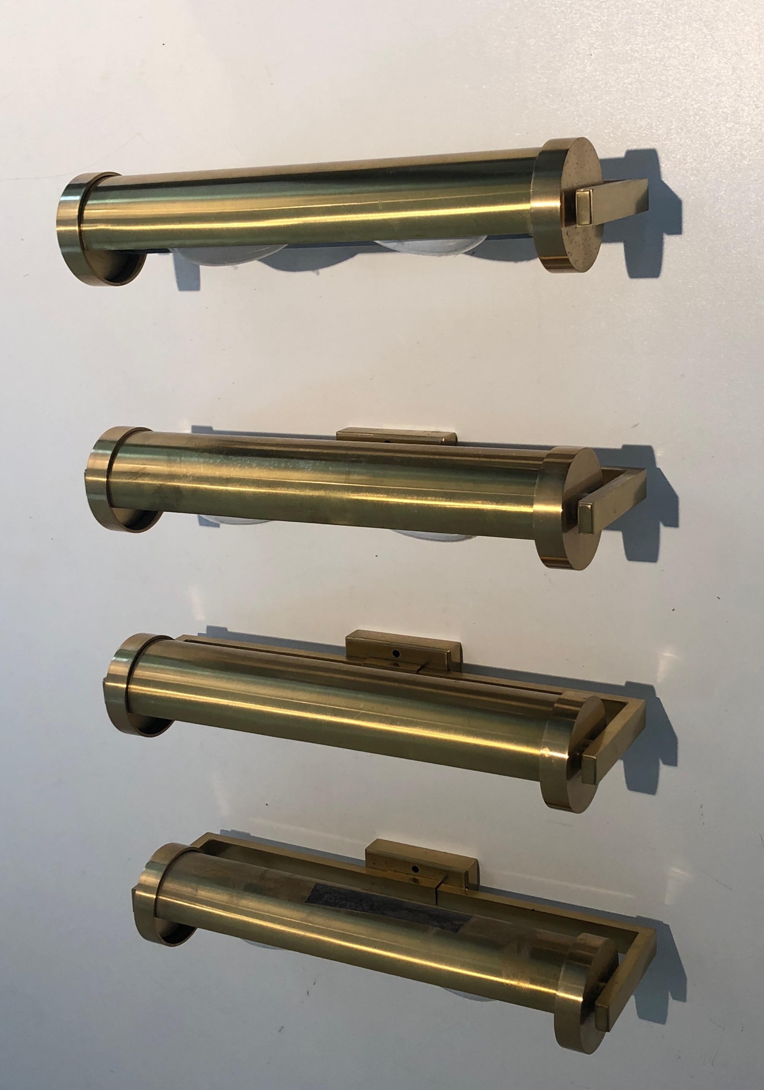 Set of Four Removable Brass Wall Sconces in the Style of Maison Perzel 6