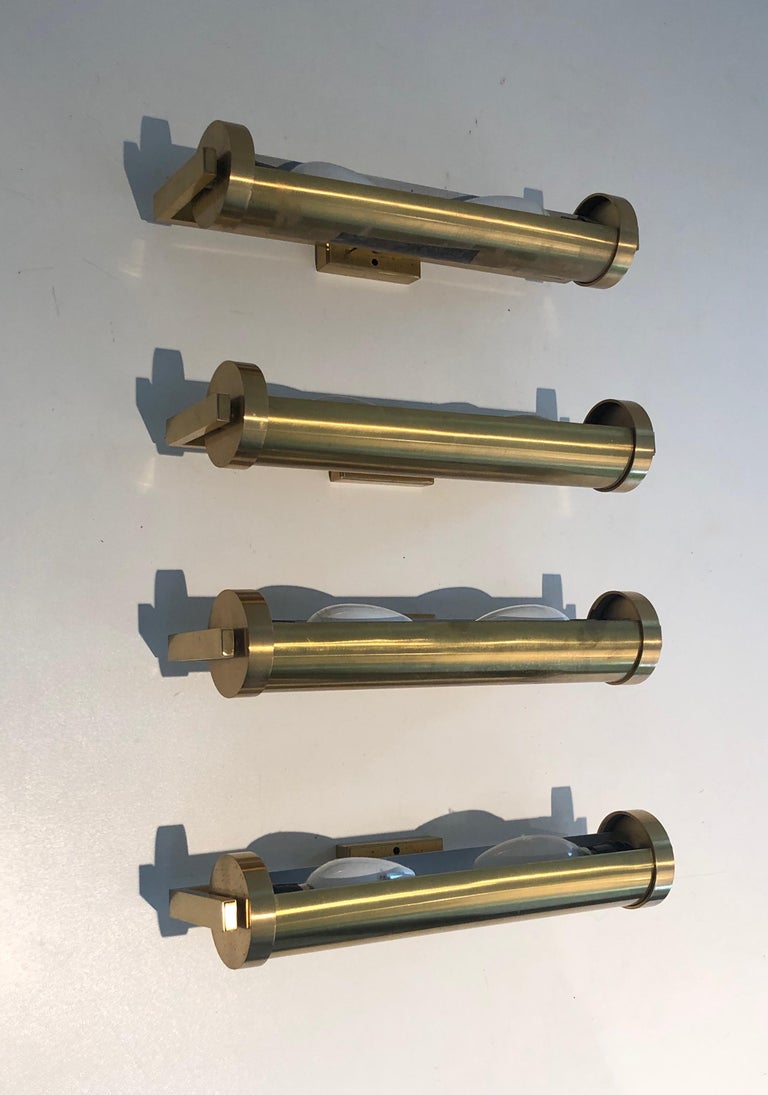 Set of Four Removable Brass Wall Sconces in the Style of Maison Perzel For  Sale at 1stDibs