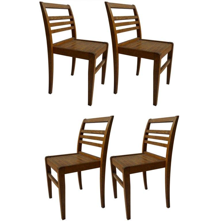 Set of Four Rene Gabriel Oak Chairs