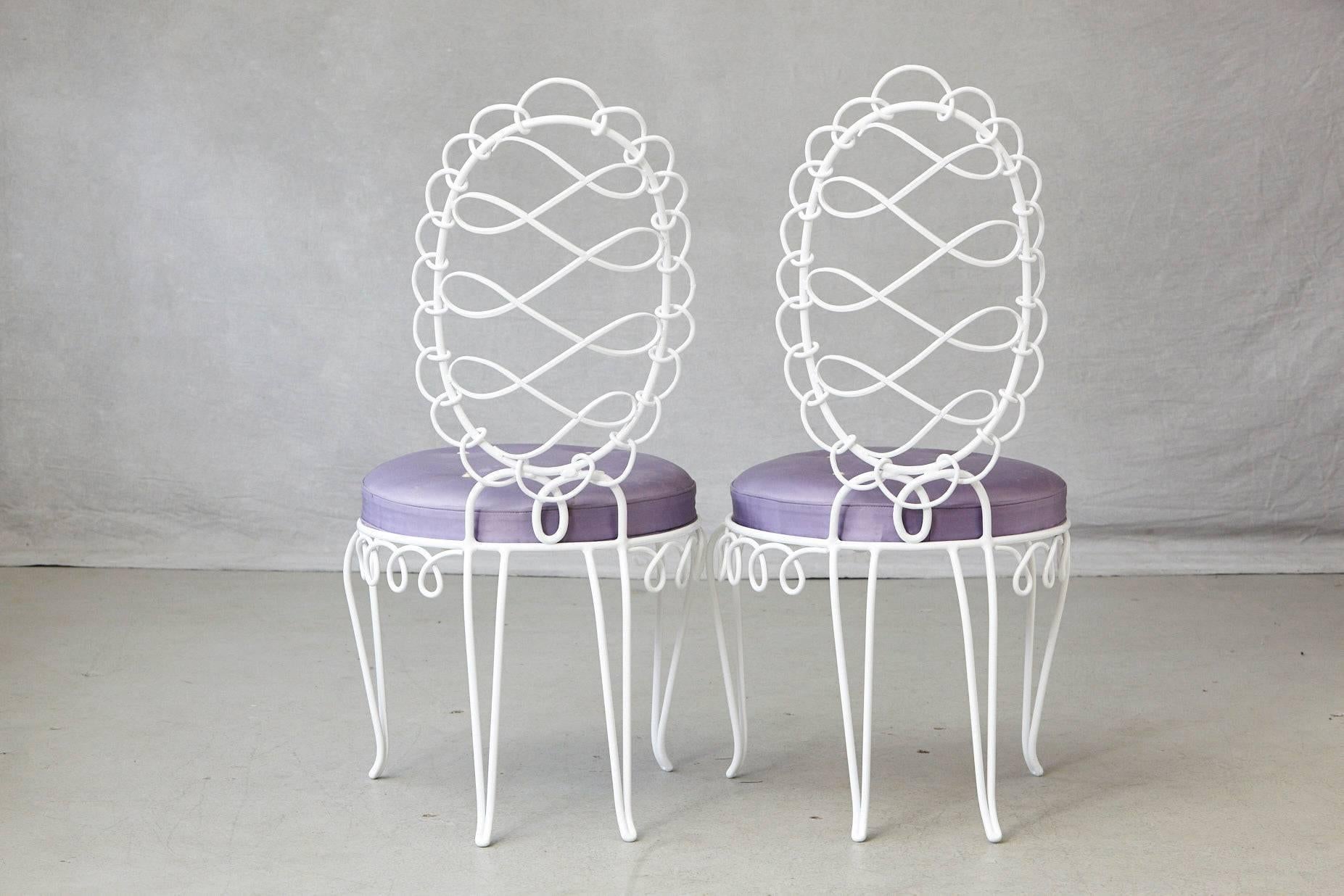 Mid-20th Century Set of Four René Prou 'Fer Forgé Rond' Iron Side Chairs, France, 1940's