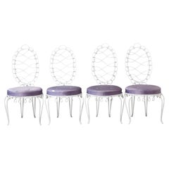Set of Four René Prou 'Fer Forgé Rond' Iron Side Chairs, France, 1940's